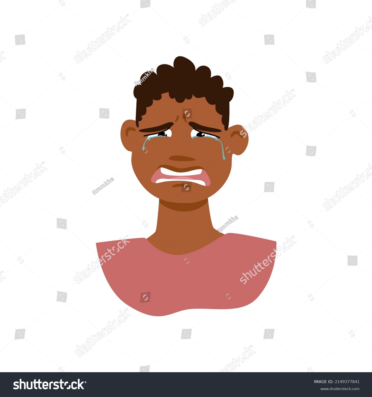 Crying Boy Vector Portrait Cartoon Male Stock Vector (Royalty Free ...