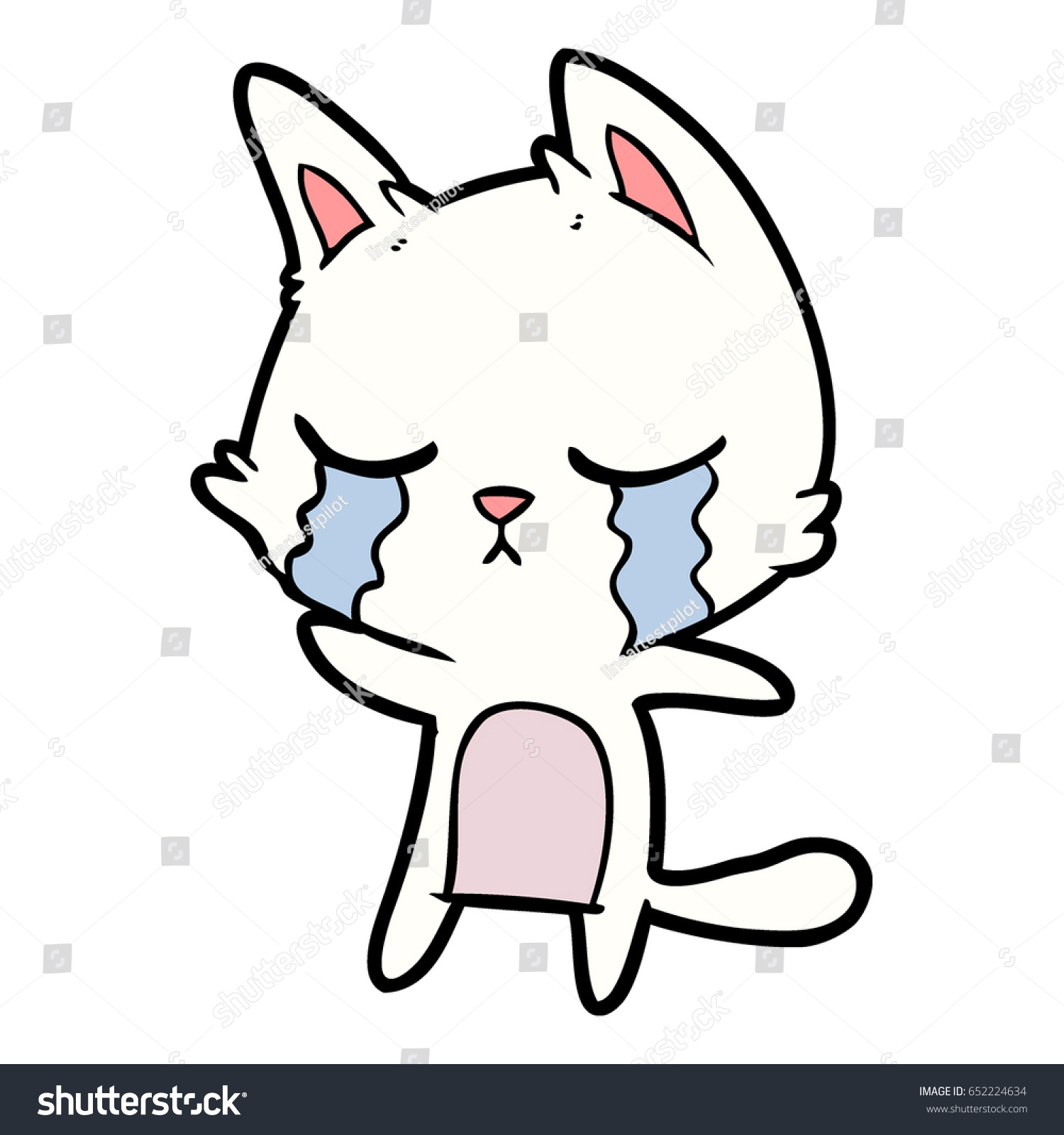 Crying Cartoon Cat Stock Vector 652224634 - Shutterstock