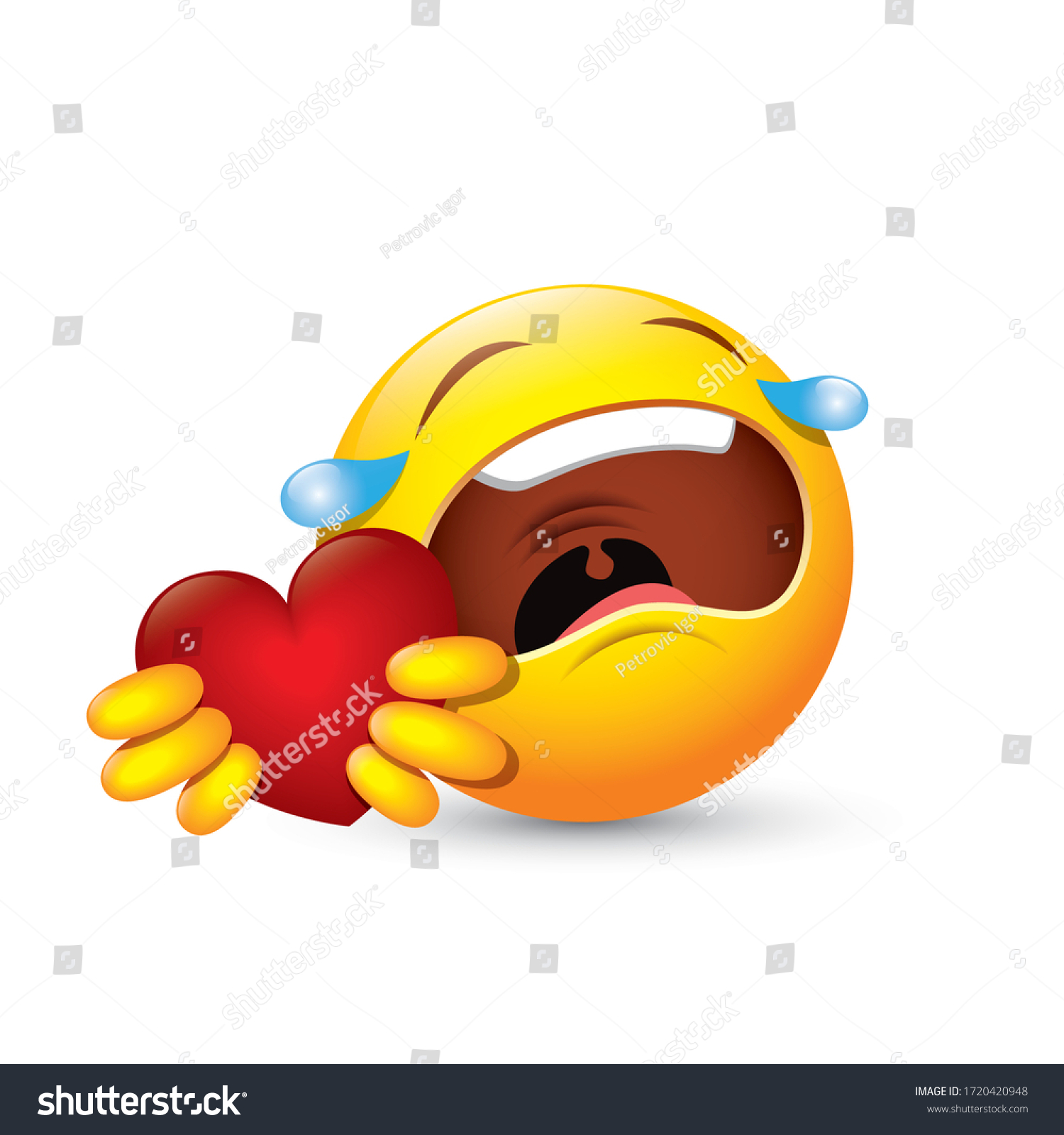 Crying Emoji Giving Love Heart Isolated Stock Vector Royalty Free