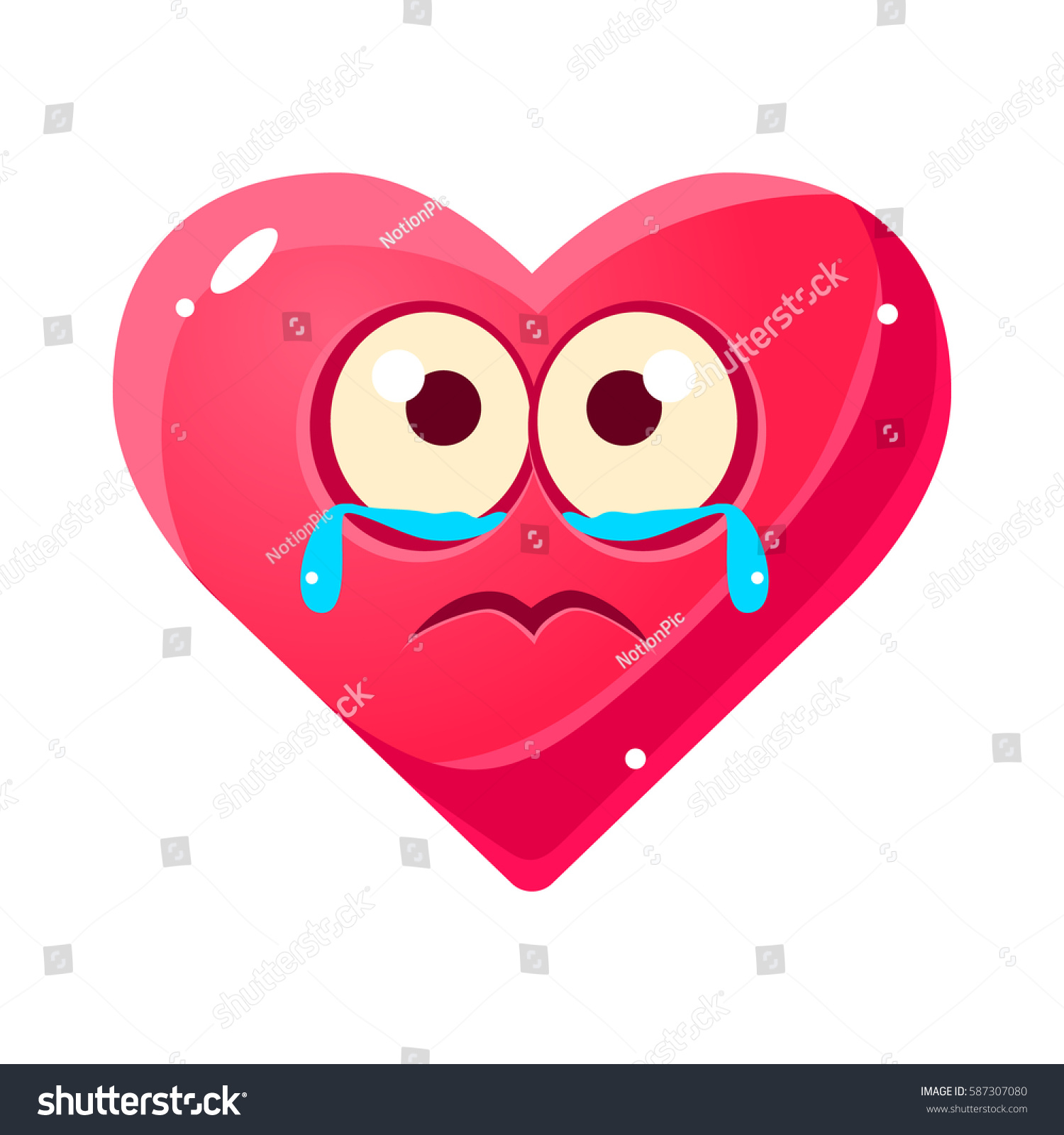 Crying Upset Emoji Pink Heart Emotional Stock Vector Royalty Free