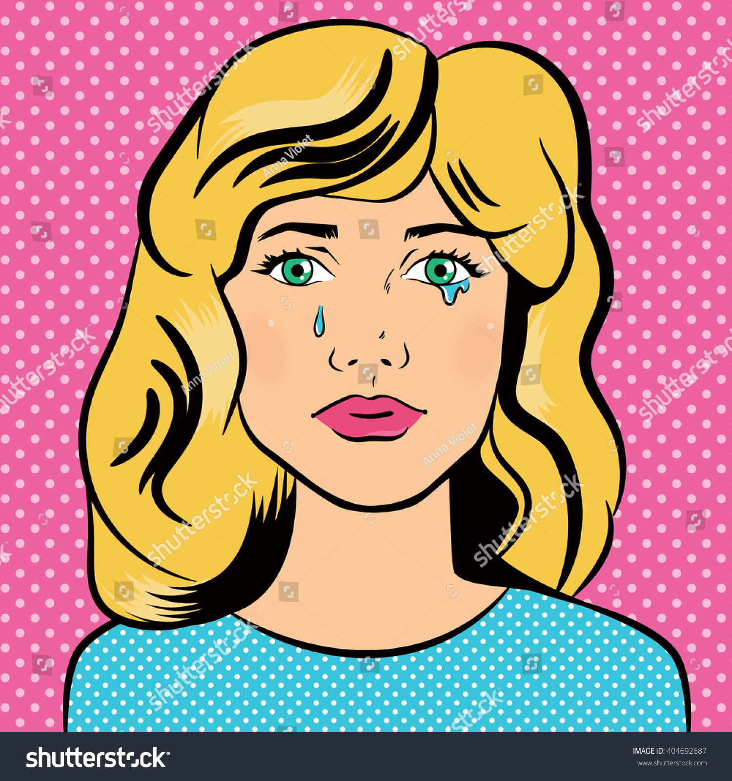 Crying Woman. Girl In Style Pop Art. Style Of The Comic. Vector ...