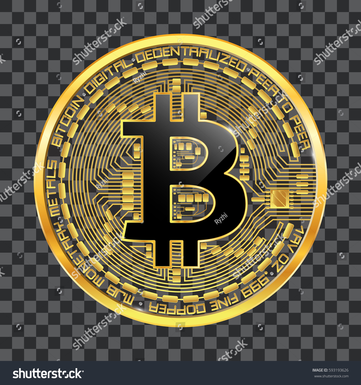 Crypto Currency Golden Coin Black Lackered Stock Vector ...