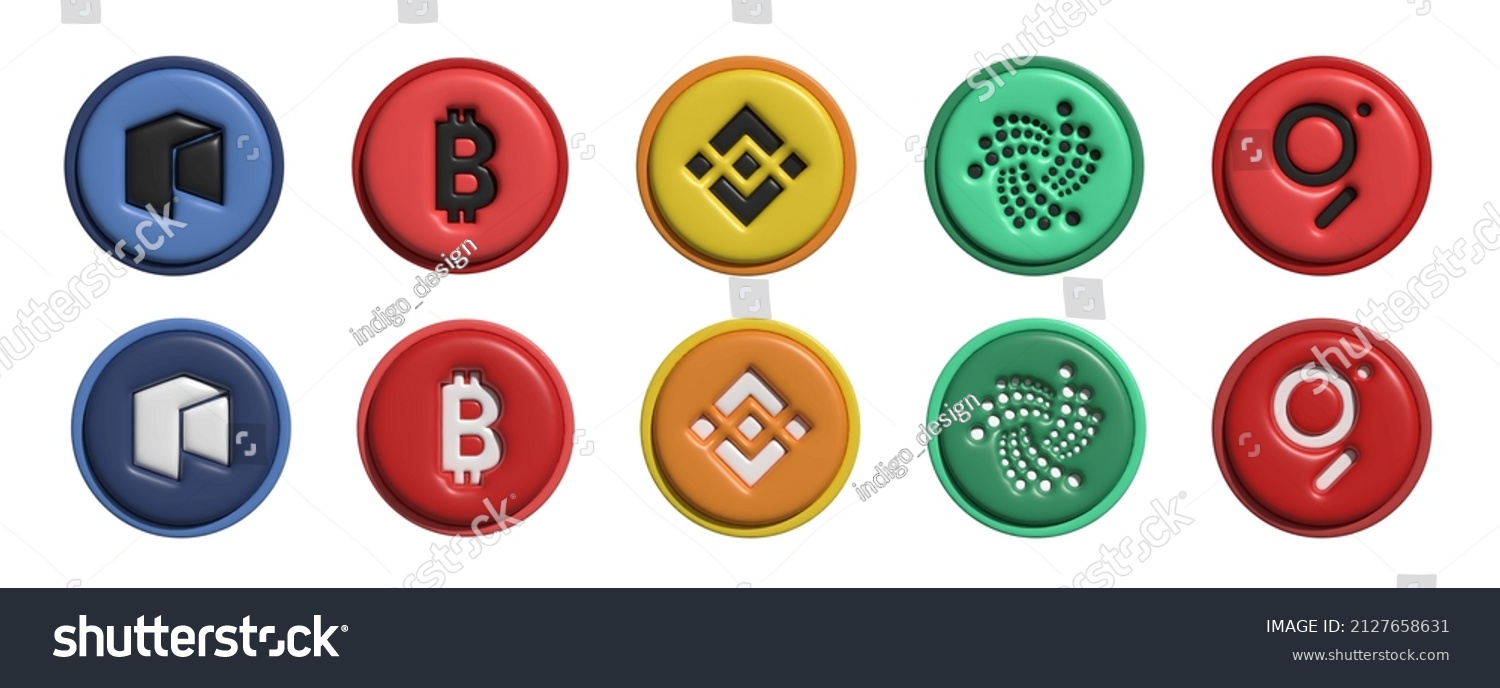 SVG of Crypto currency logo set. 3d vector. Crypto currency 3d icon. Dash logo. Bitcoin logo.  svg