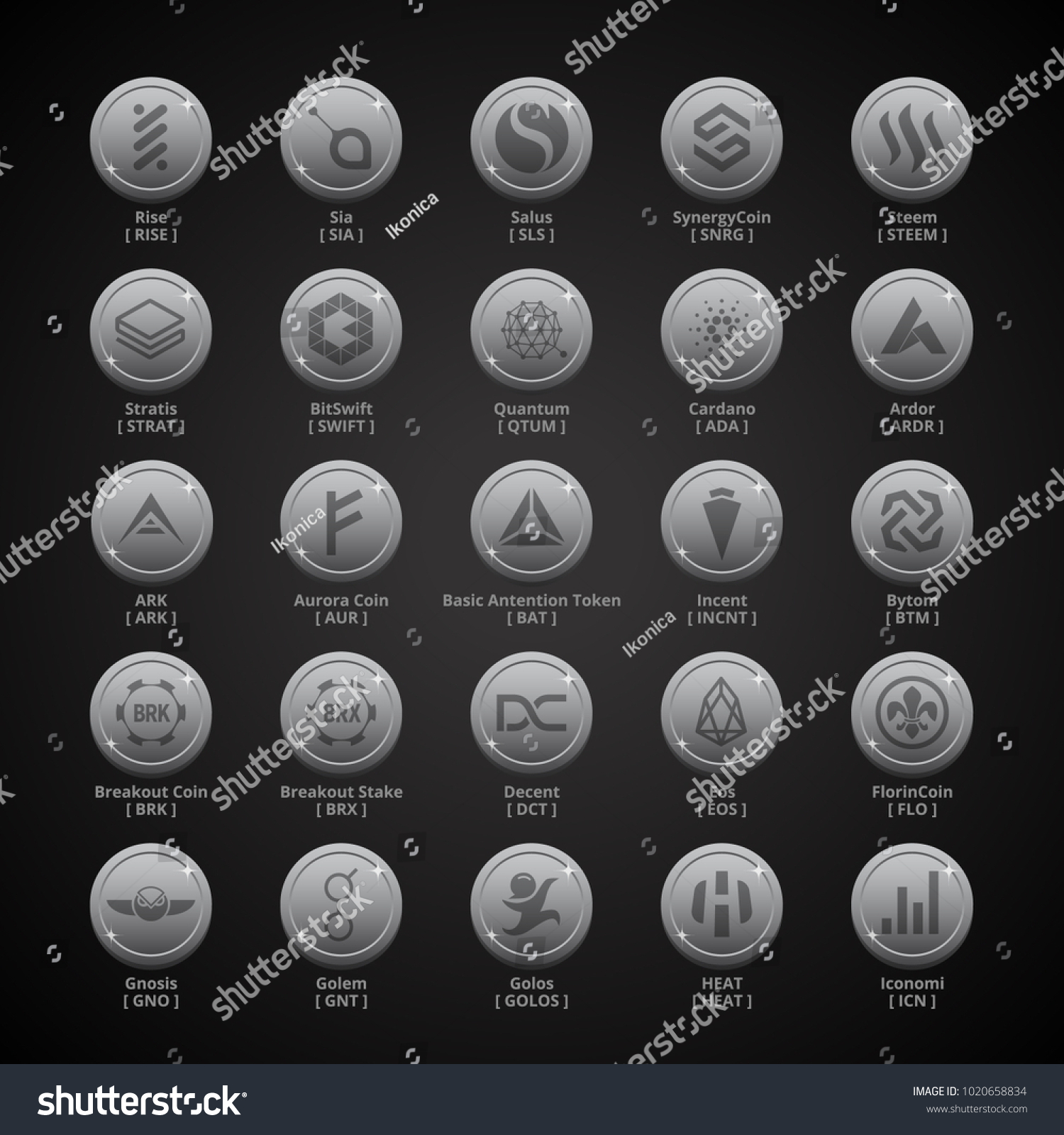 SVG of Cryptocoins, Cryptocurrencies - SET 5 - Silver Style svg