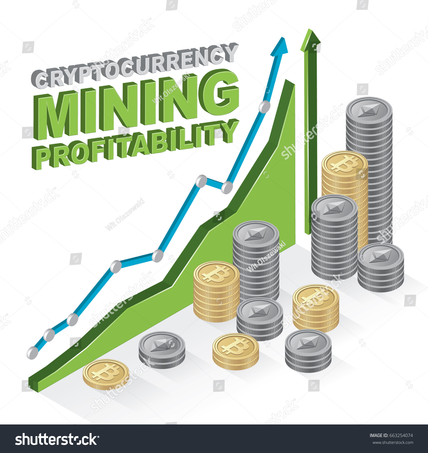Cryptocurrency Mining Profitability Chart Bitcoins Ethereum Stock Vector Royalty Free 663254074