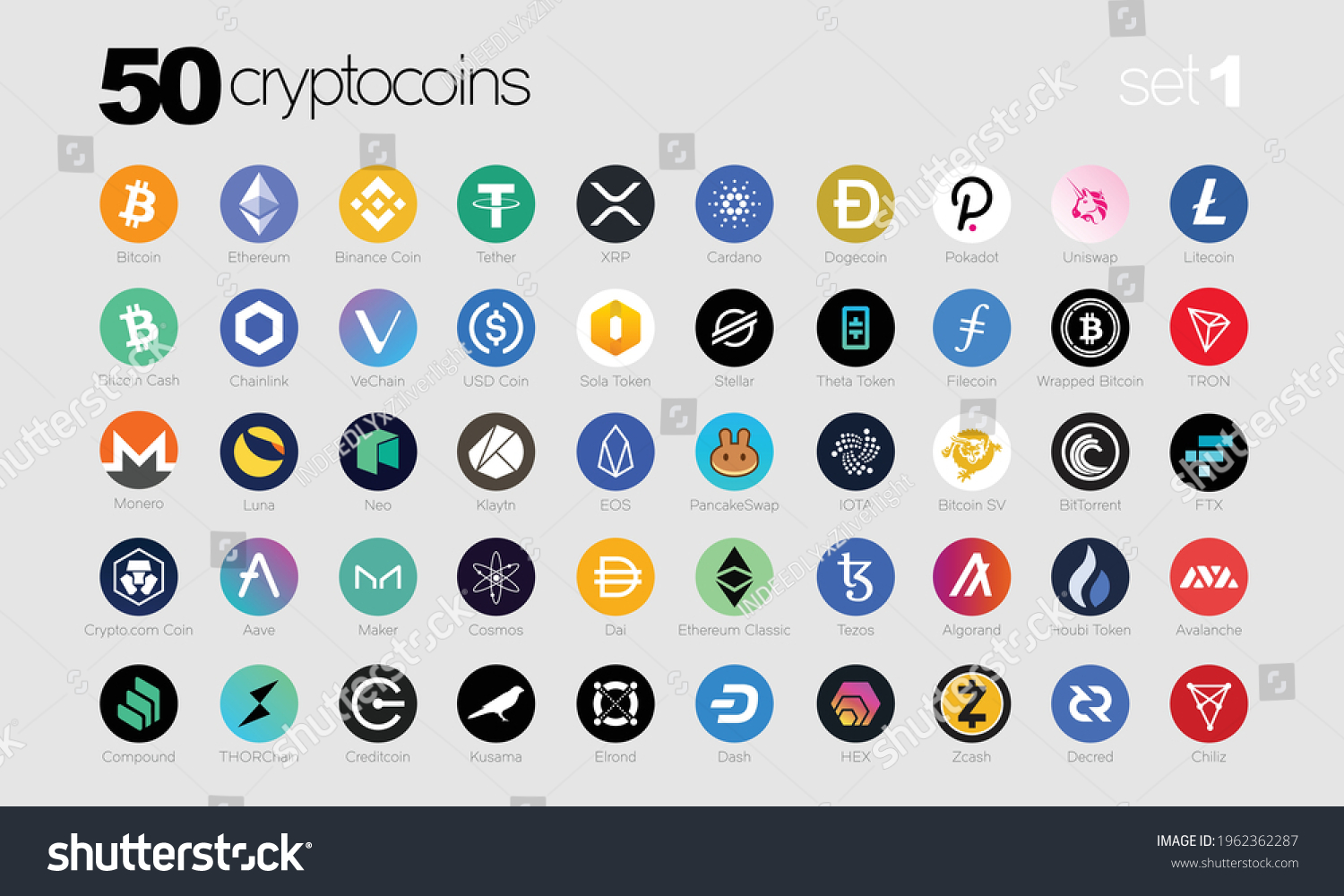 Cryptocurrency Crypto Coins Logo Set Market Stock Vector (Royalty Free ...