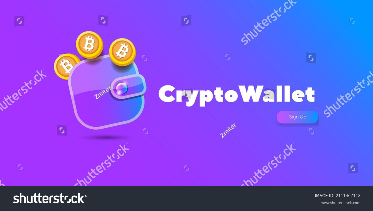 SVG of Cryptocurrency wallet concept illustration with wallet and crypto coins isolated on violet background. Crypto wallet landing page and poster design template. Crypto wallet for bitcon, solana, ethereum svg