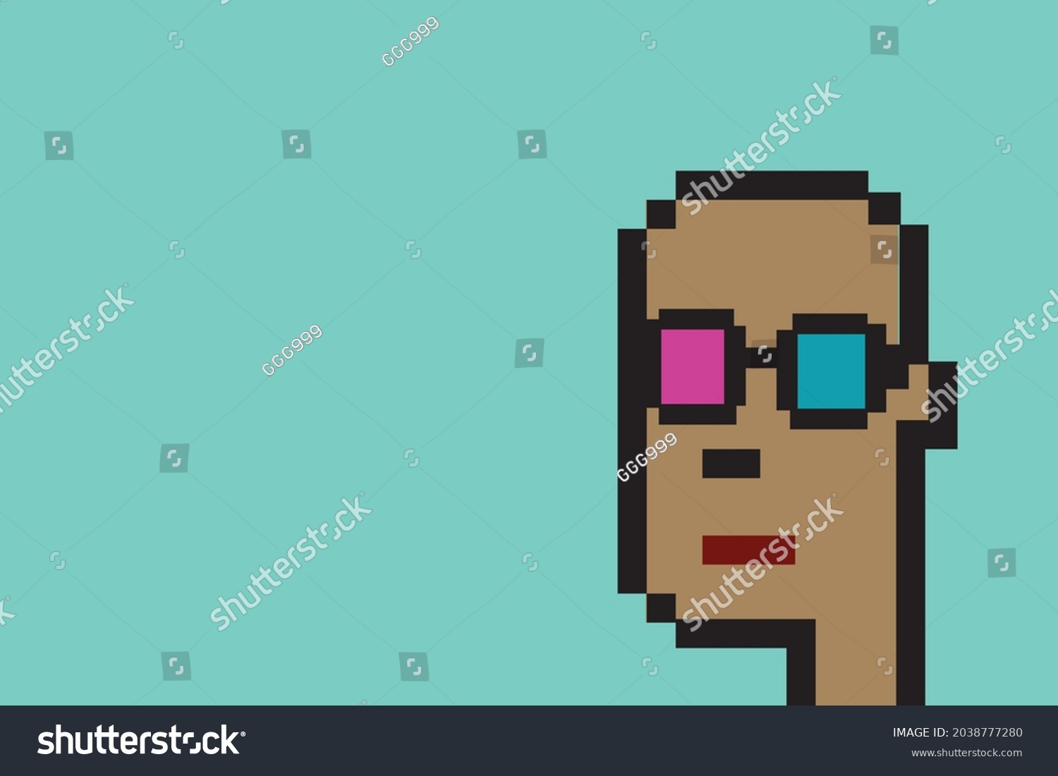 SVG of Cryptopunk NFT blockchain, non fungible token man , boy character with cinema glasses svg
