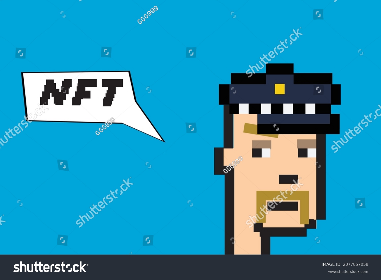 SVG of Cryptopunk NFT blockchain, non fungible token. Pixel art character. policeman svg