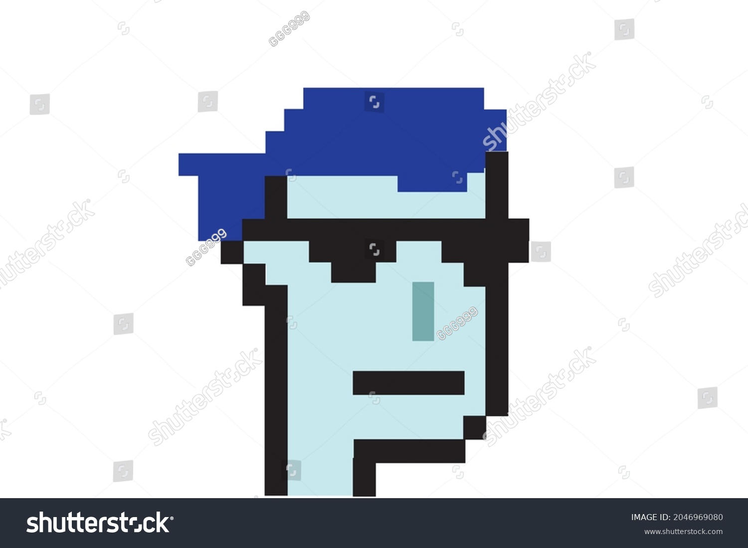 SVG of Cryptopunk NFT blockchain, non fungible token. Pixel art character white background svg