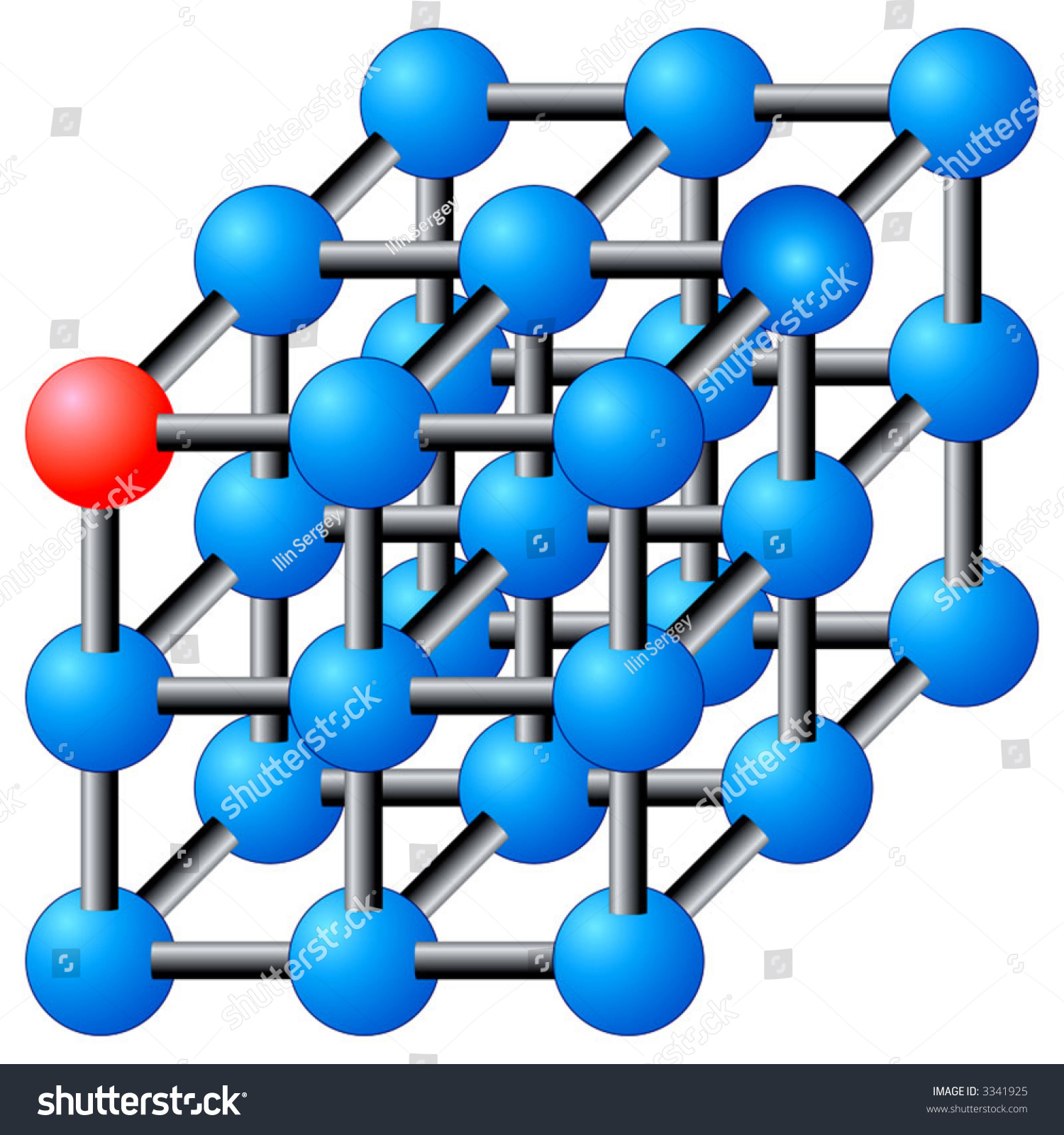 Crystal Lattice. The Directional Marker From Red Spheres. Stock Vector ...