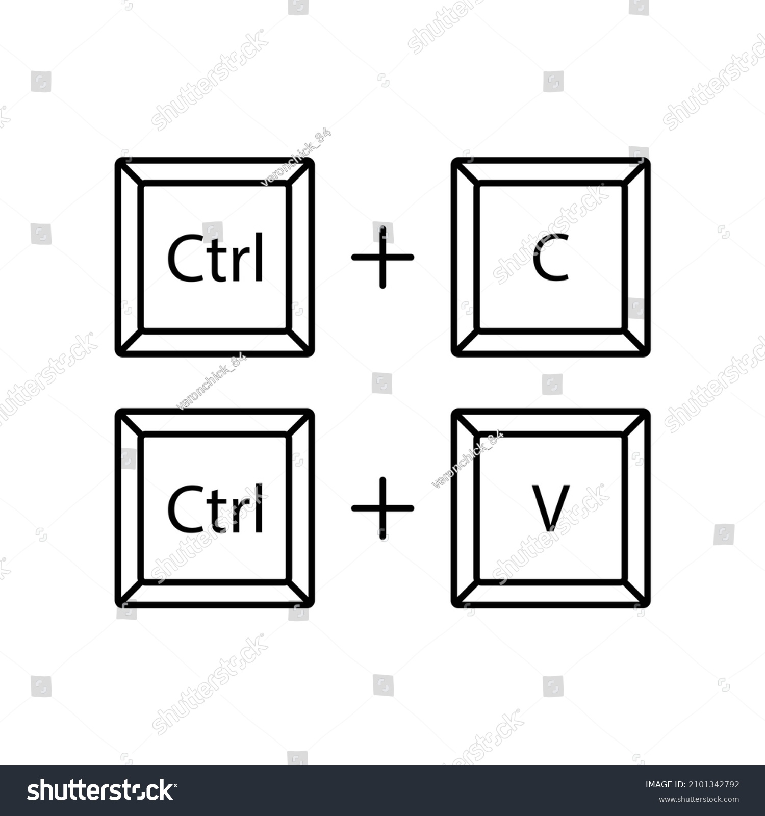 Ctrl C Ctrl V Icon Vector Stock Vector (royalty Free) 2101342792 