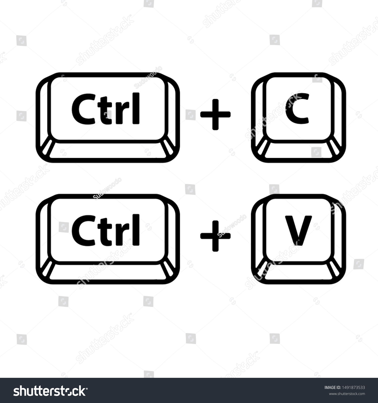 Ctrl C Ctrl V Keyboard Buttons Stock Vector Royalty Free