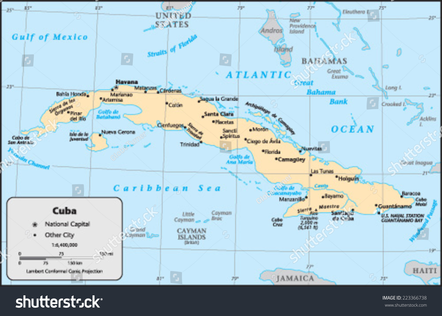 Cuba Country Map Stock Vector Illustration 223366738 : Shutterstock