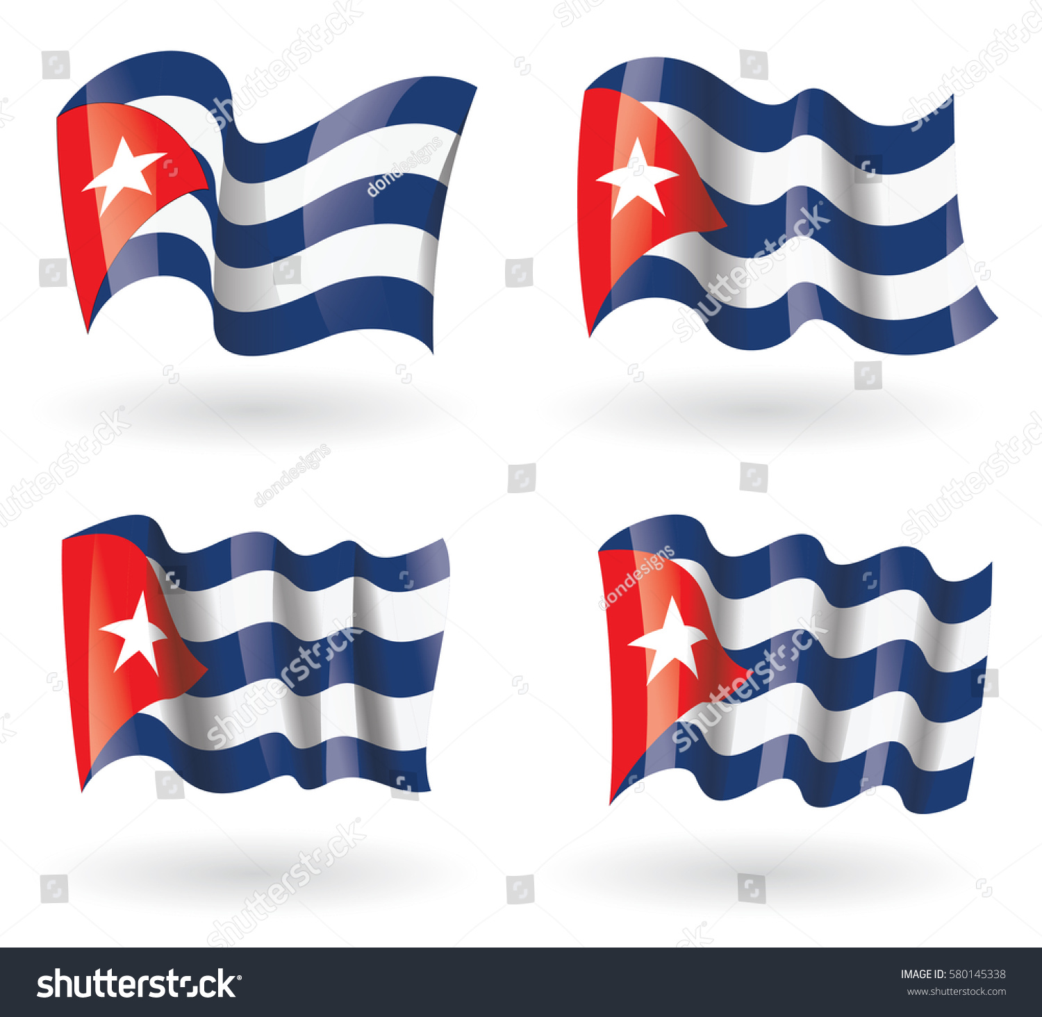 Cuba Flag Waving Set Stock Vector (Royalty Free) 580145338 | Shutterstock