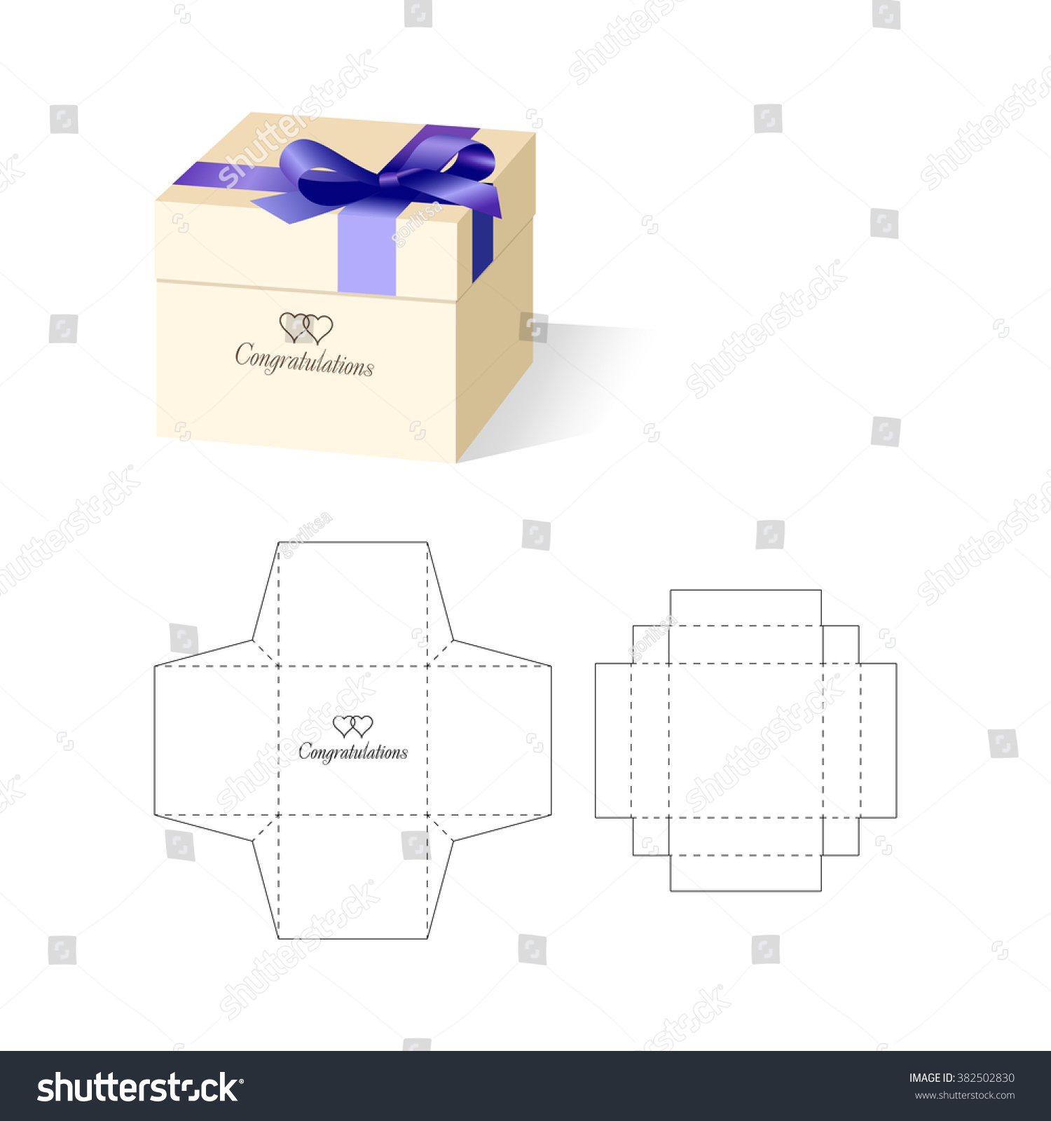 Cube Box Diecut Layout Stock Vector 382502830 - Shutterstock