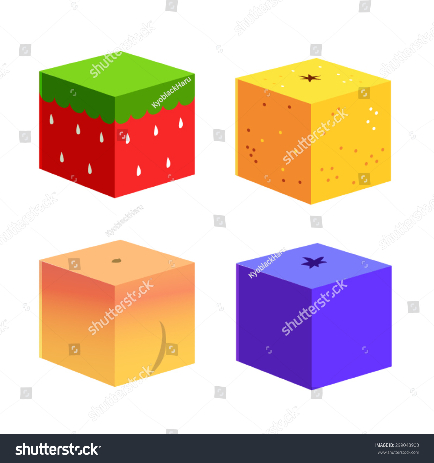 Cube Fruits Stock Vector Royalty Free 299048900 Shutterstock