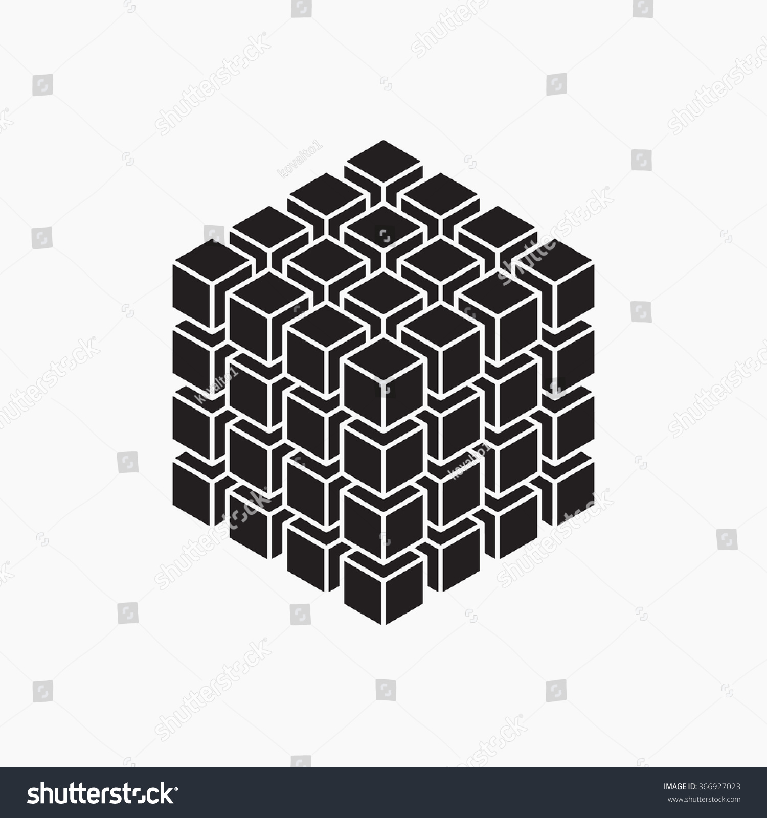 Cube, Geometric Element, Vector Illustration, Black And White, Un ...