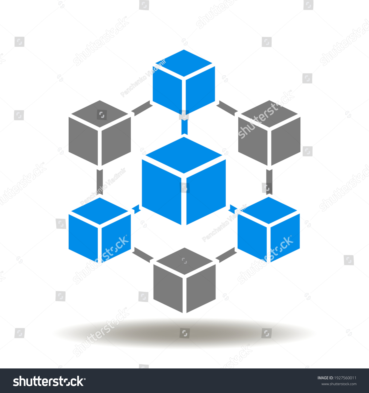 Cube Network Structure Flowchart Vector Icon Stock Vector Royalty Free