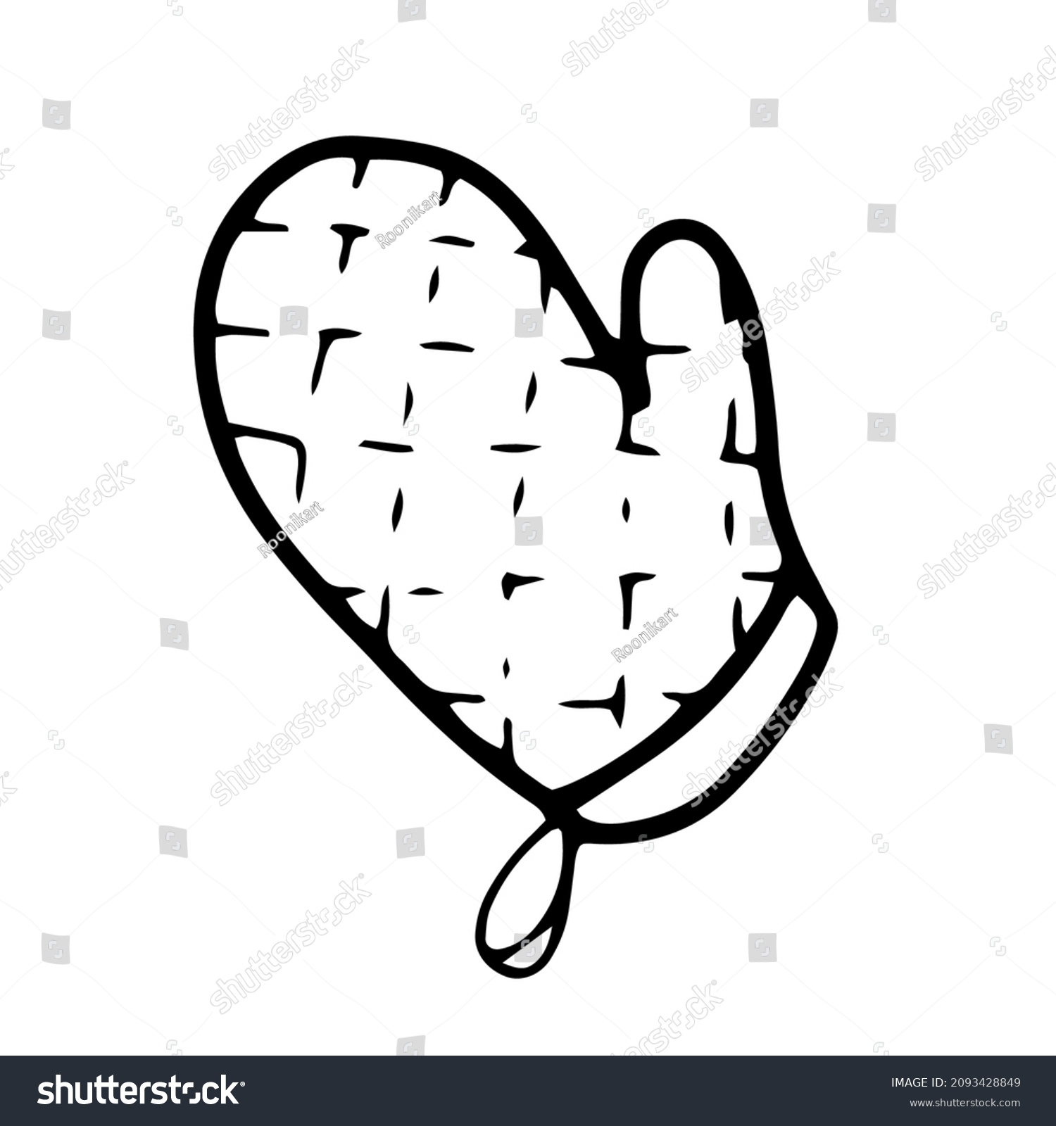 black oven mitt outline on white background clip art preview