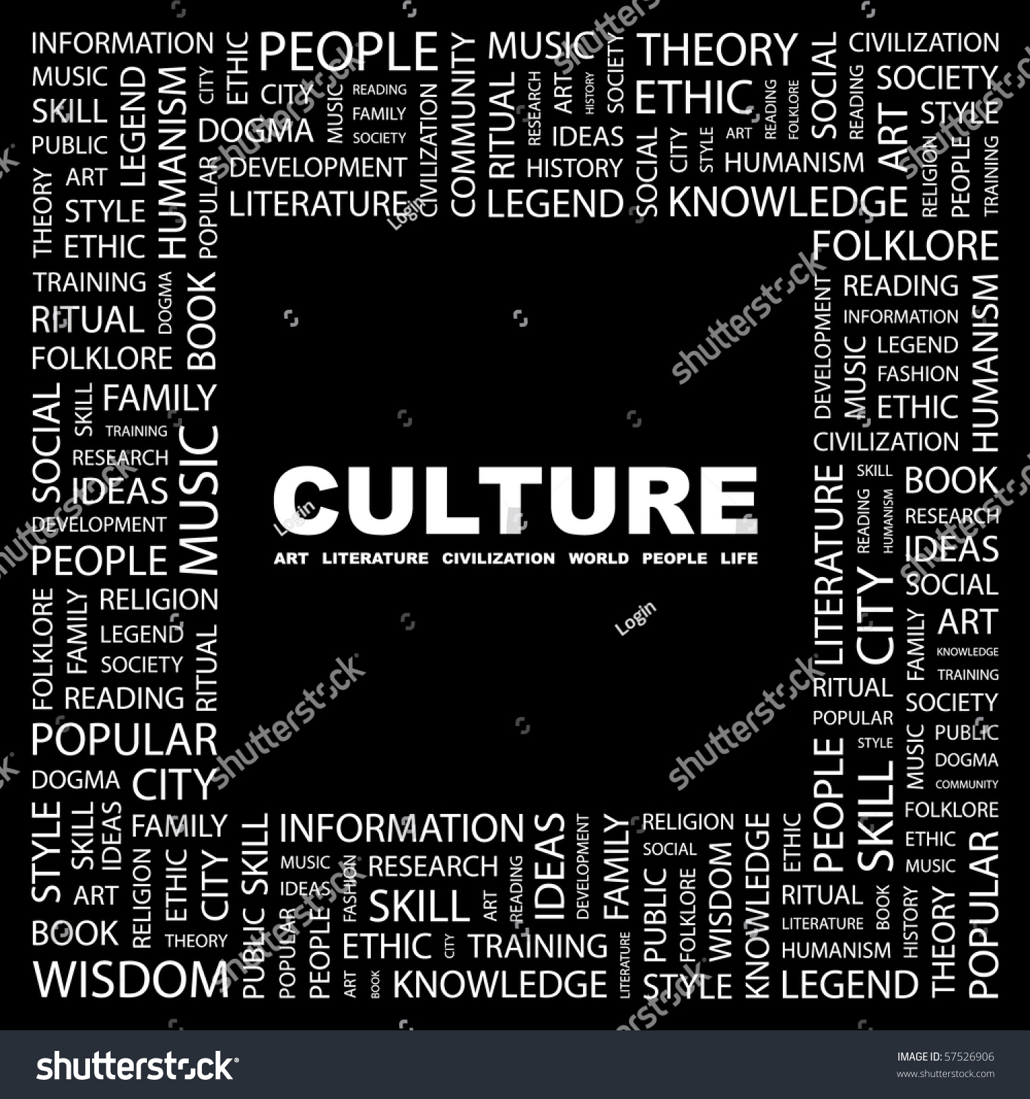 Culture. Word Collage On Black Background. Illustration With Different ...