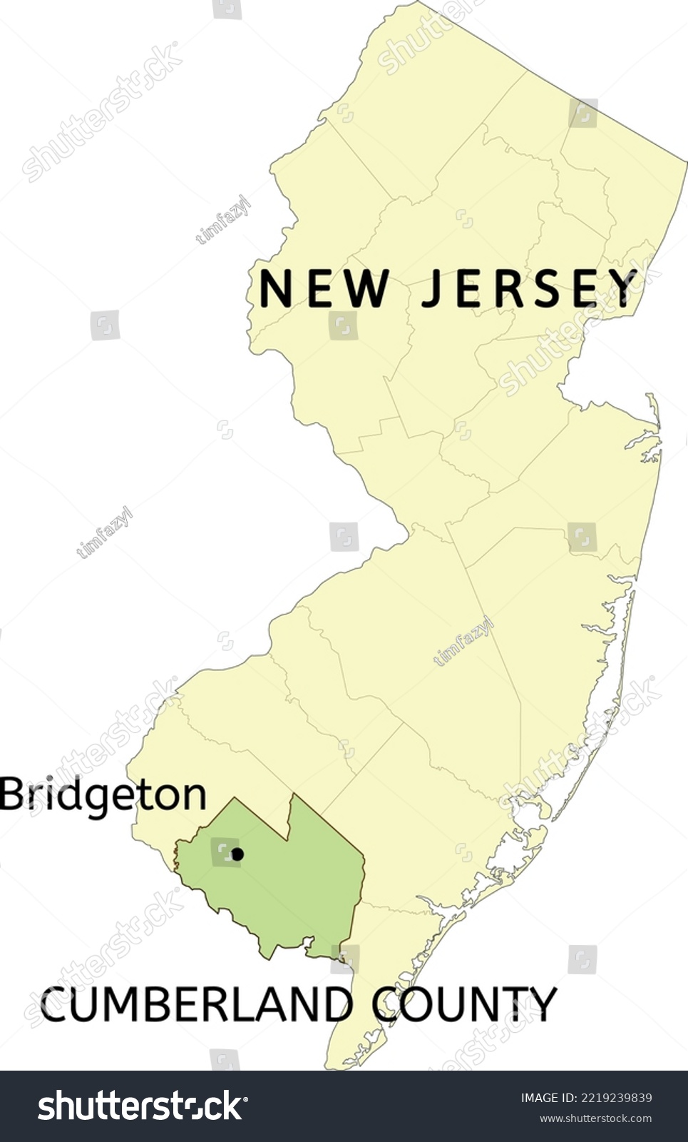 SVG of Cumberland County and city of Bridgeton Landing location on New Jersey state map svg