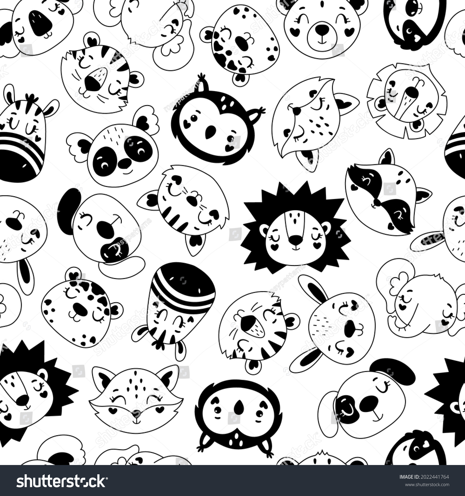 Cune Seamless Pattern Animals Black White Stock Vector Royalty Free Shutterstock