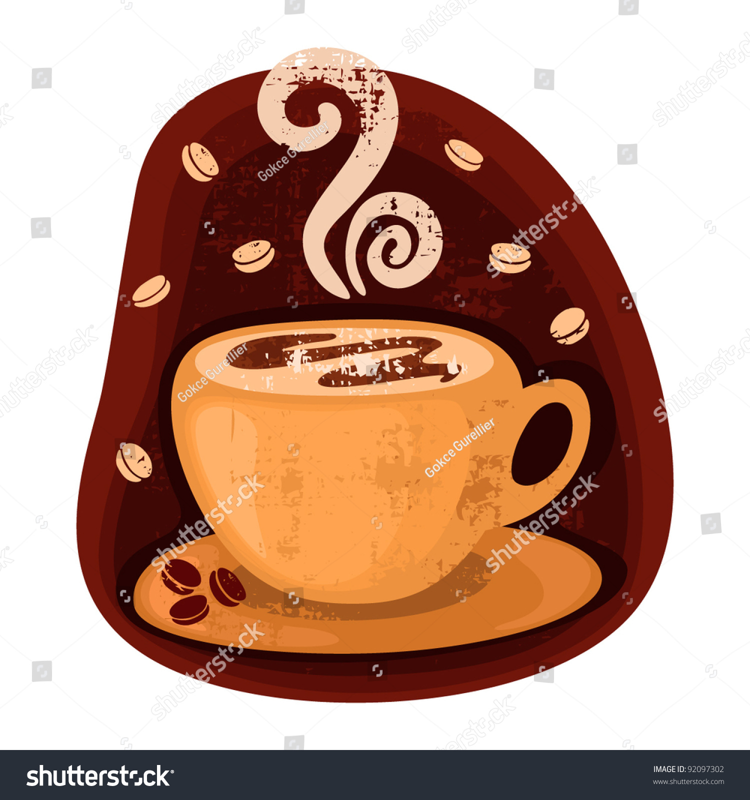 Cup Of Coffee Latte Stock Vector Illustration 92097302 : Shutterstock