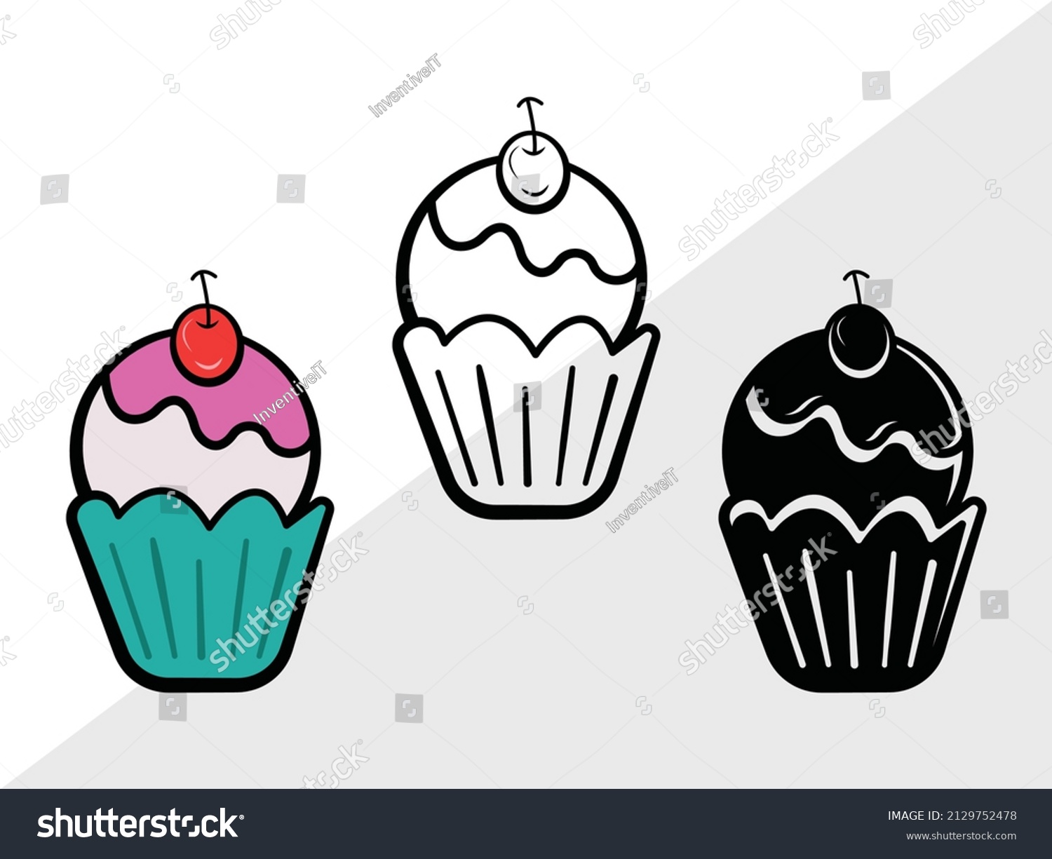 Cupcake Clipart Printable Vector Illustration Stock Vector (Royalty ...