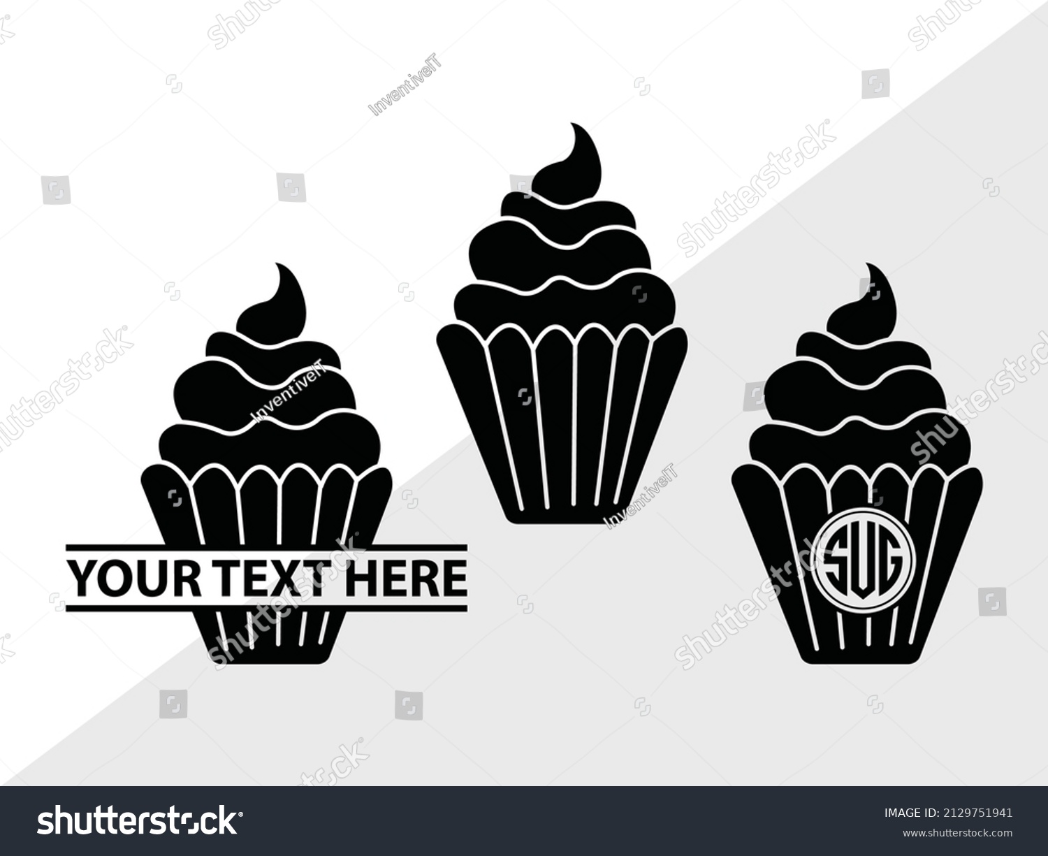 SVG of Cupcake Monogram Printable Vector Illustration svg