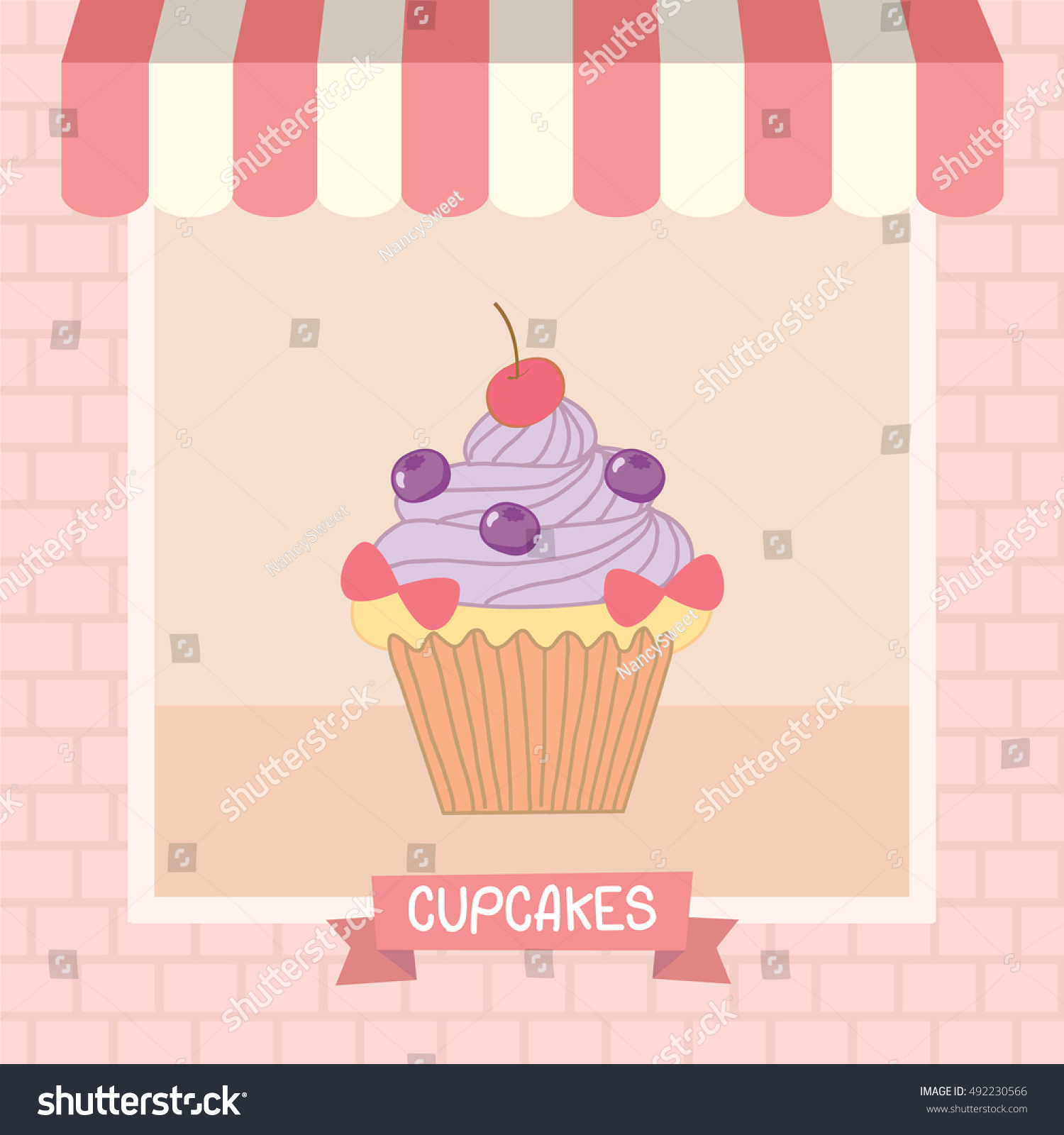 cupcakes cafe shop showcase decoration awning stock vector cupcakes cafe shop showcase decoration awning stock vector
