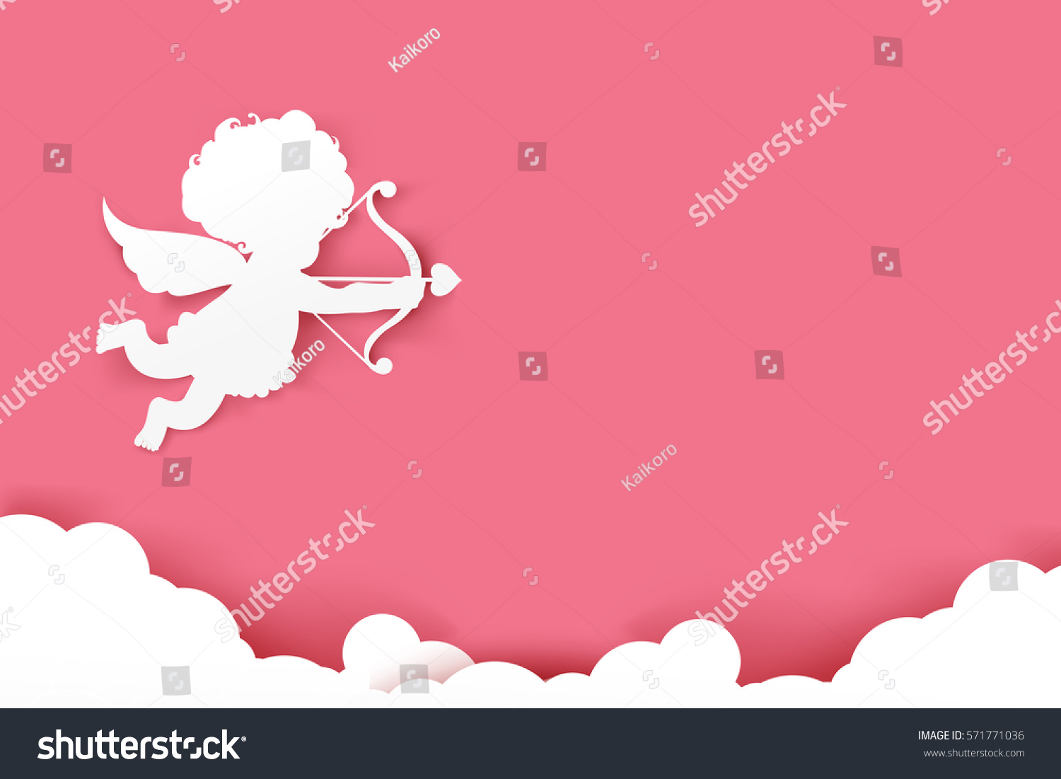 SVG of Cupid holding arrow with shadow on pink background with copy space vector illustration eps 10 svg