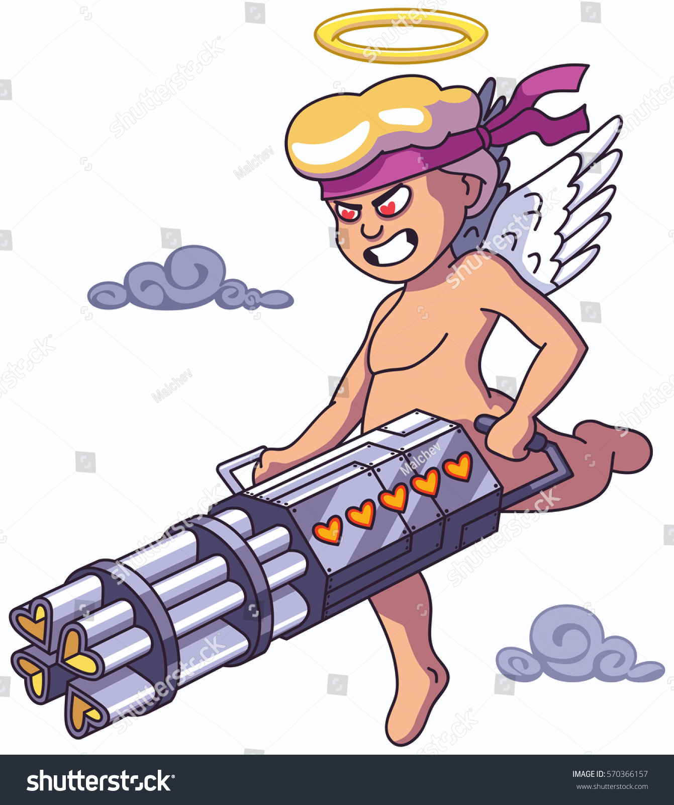 Cupid Shooting Hearts Futuristic Gun Stock Vector (Royalty Free ...