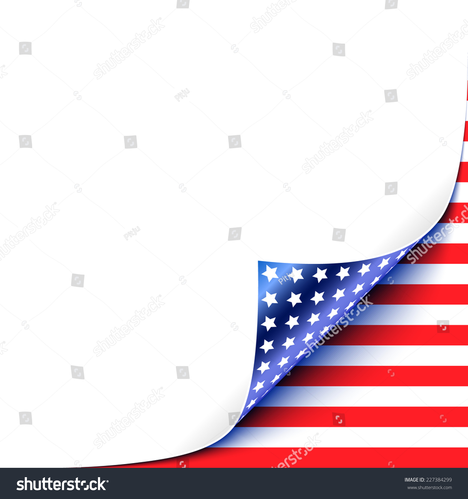 Curled White Paper Corner Usa Flag Stock Vector 227384299 - Shutterstock