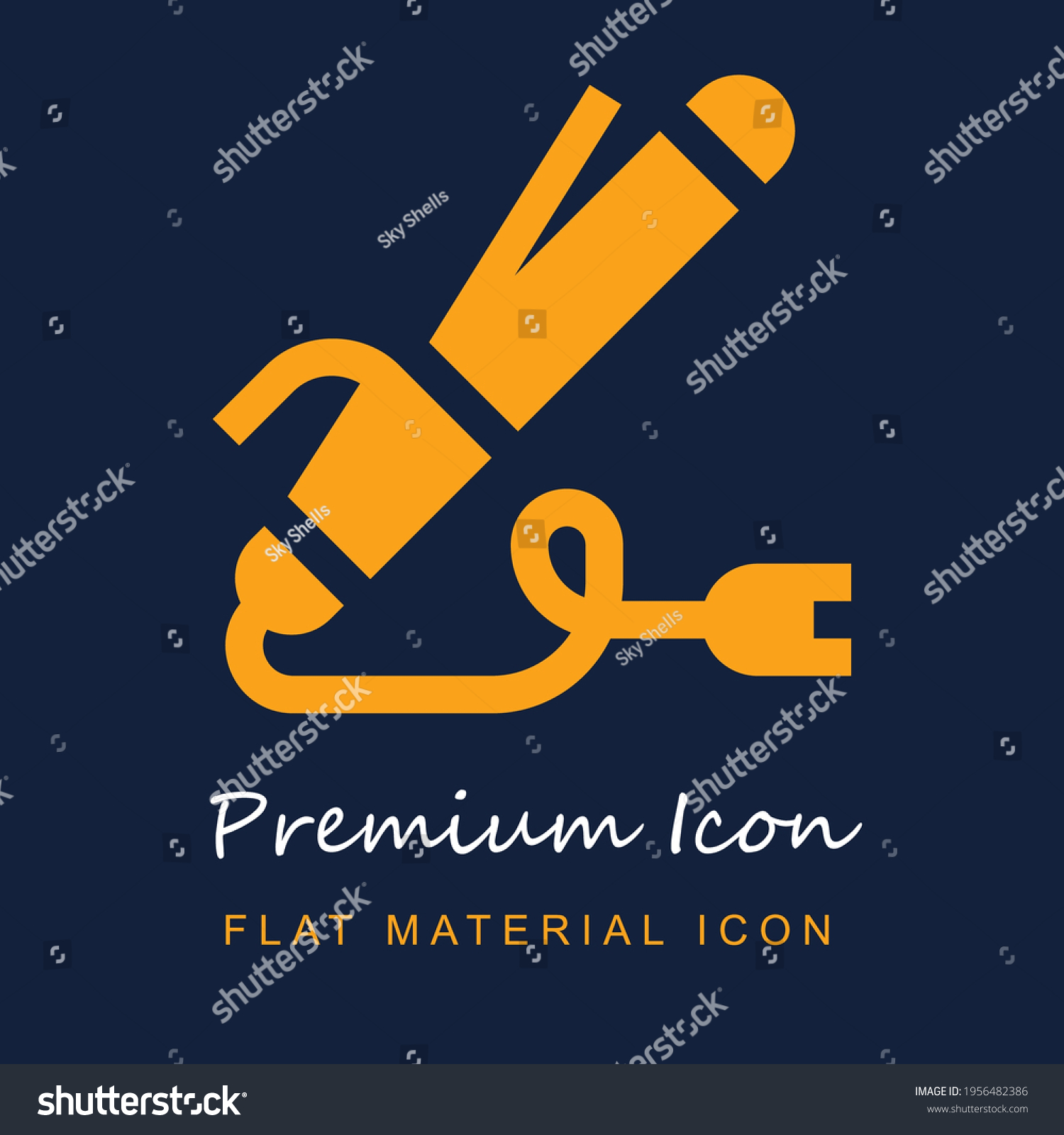 SVG of Curling Iron premium material ui ux isolated vector icon in navy blue and orange colors svg