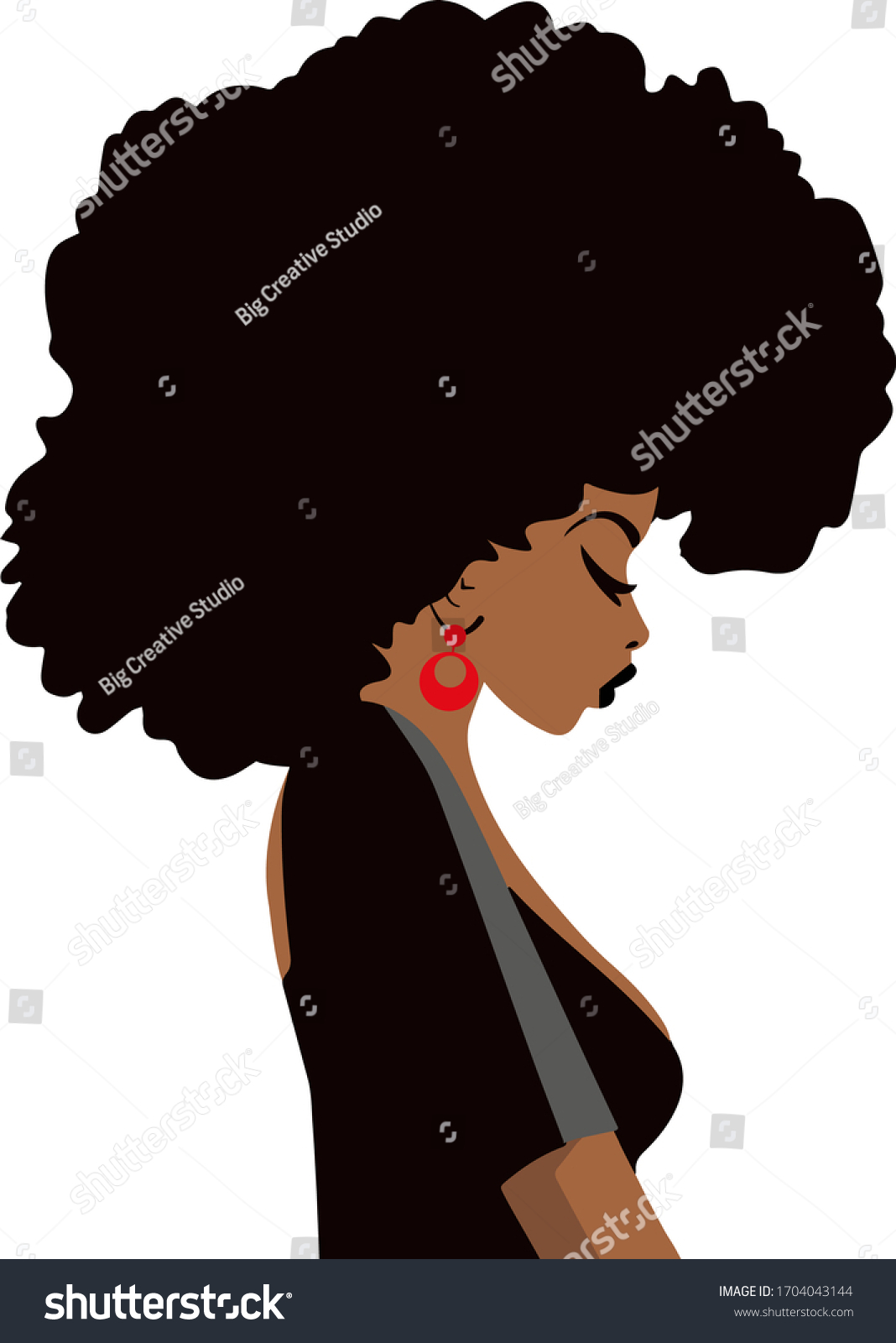 Curly Afro Hair Portrait African Women Stock Vector Royalty Free