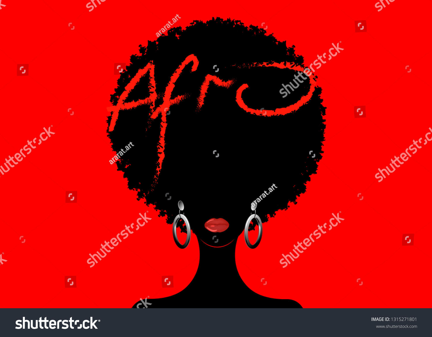 Curly Afro Hair Portrait African Women Stock Vector Royalty Free