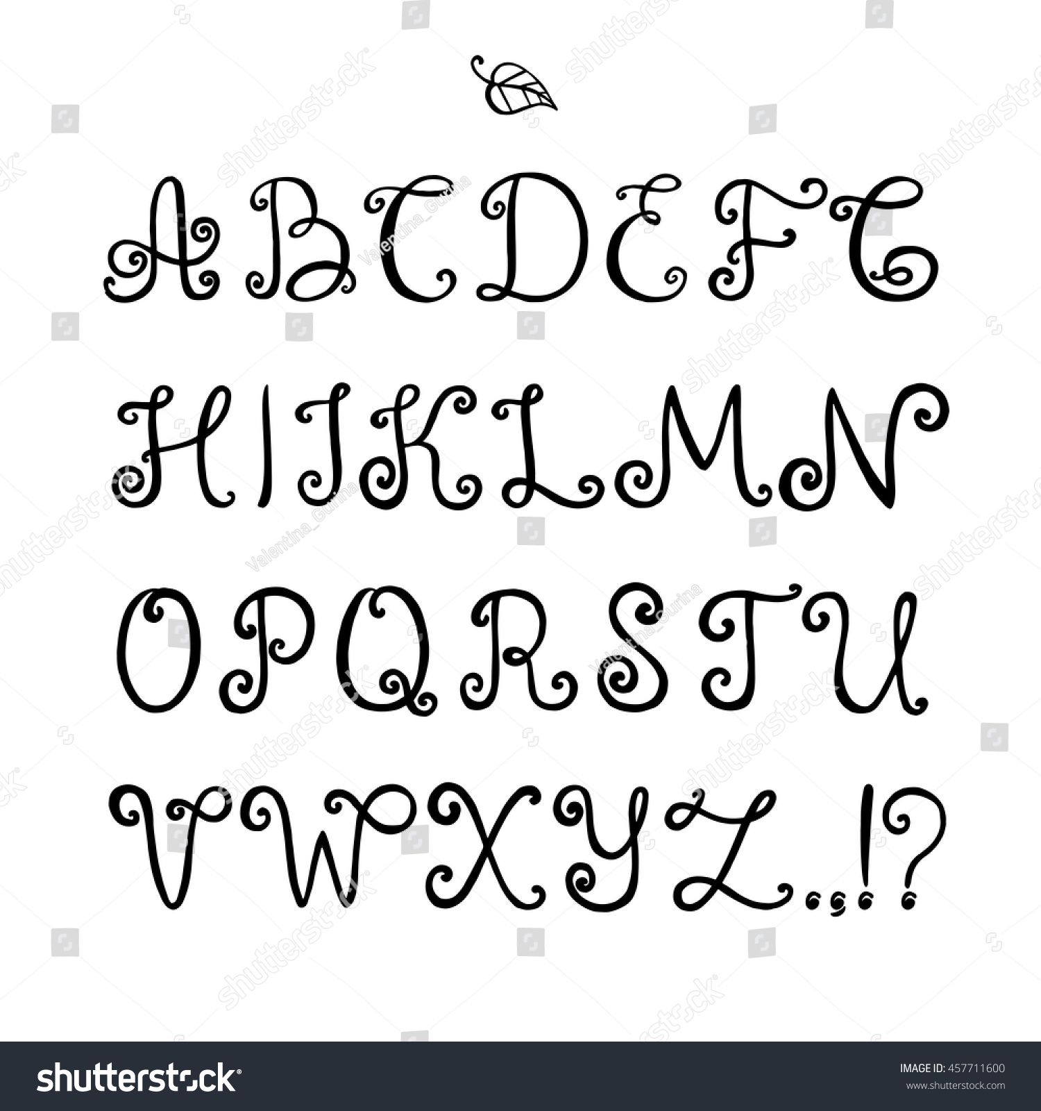 Curly Hand Drawn Alphabet Symbol Icon Stock Vector 457711600 - Shutterstock