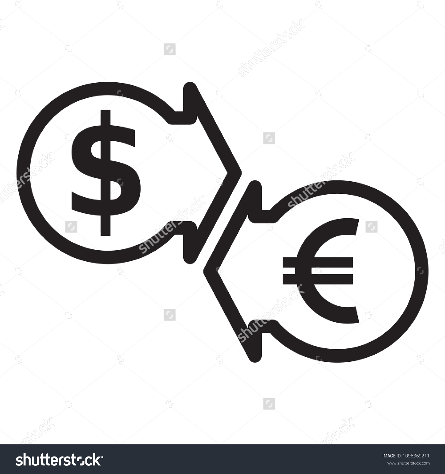 Currency Exchange Icon Black White Vector Stock Vector (Royalty Free