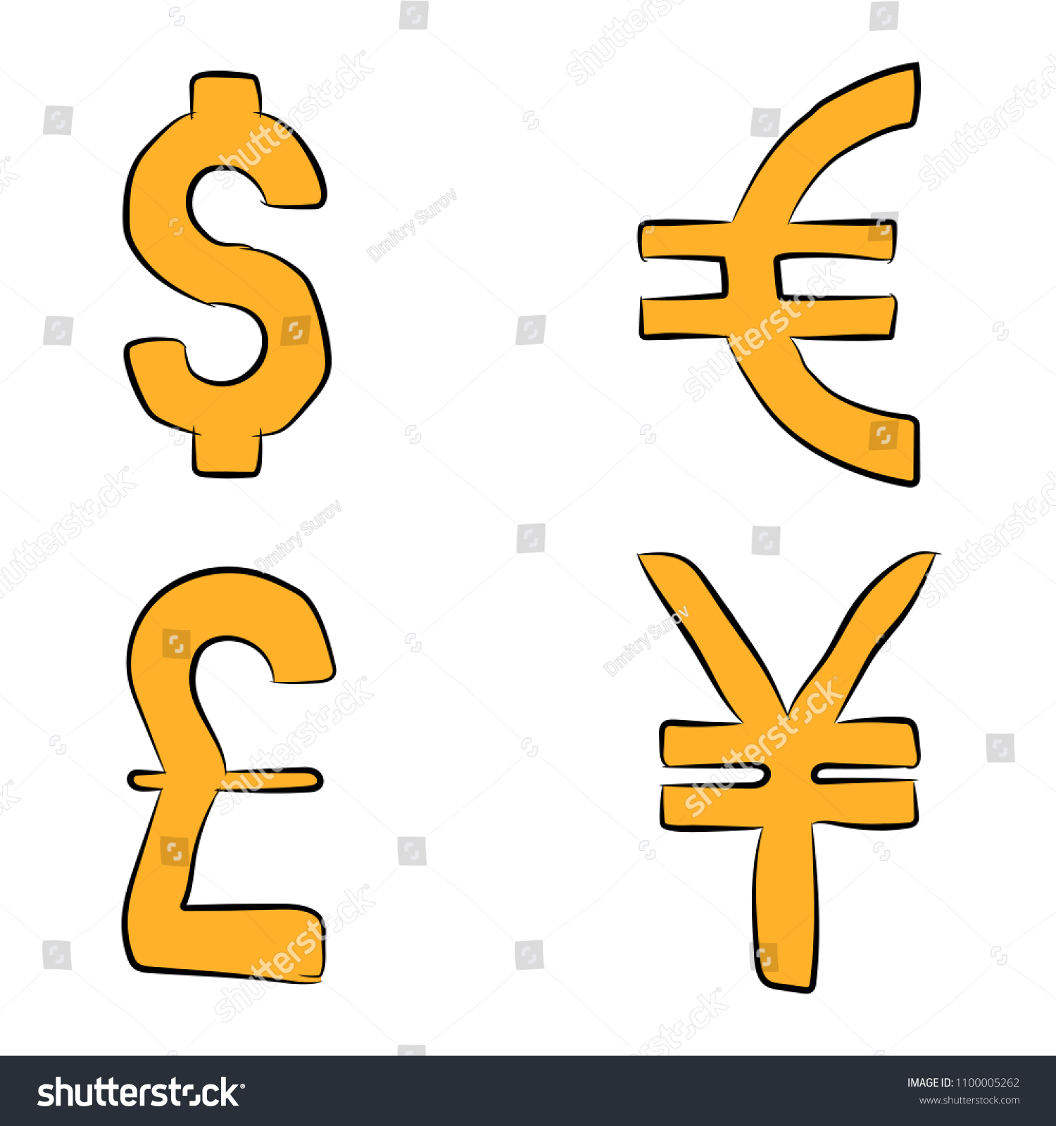 Currency Exchange Symbols Most Popular World Stock Vector Royalty