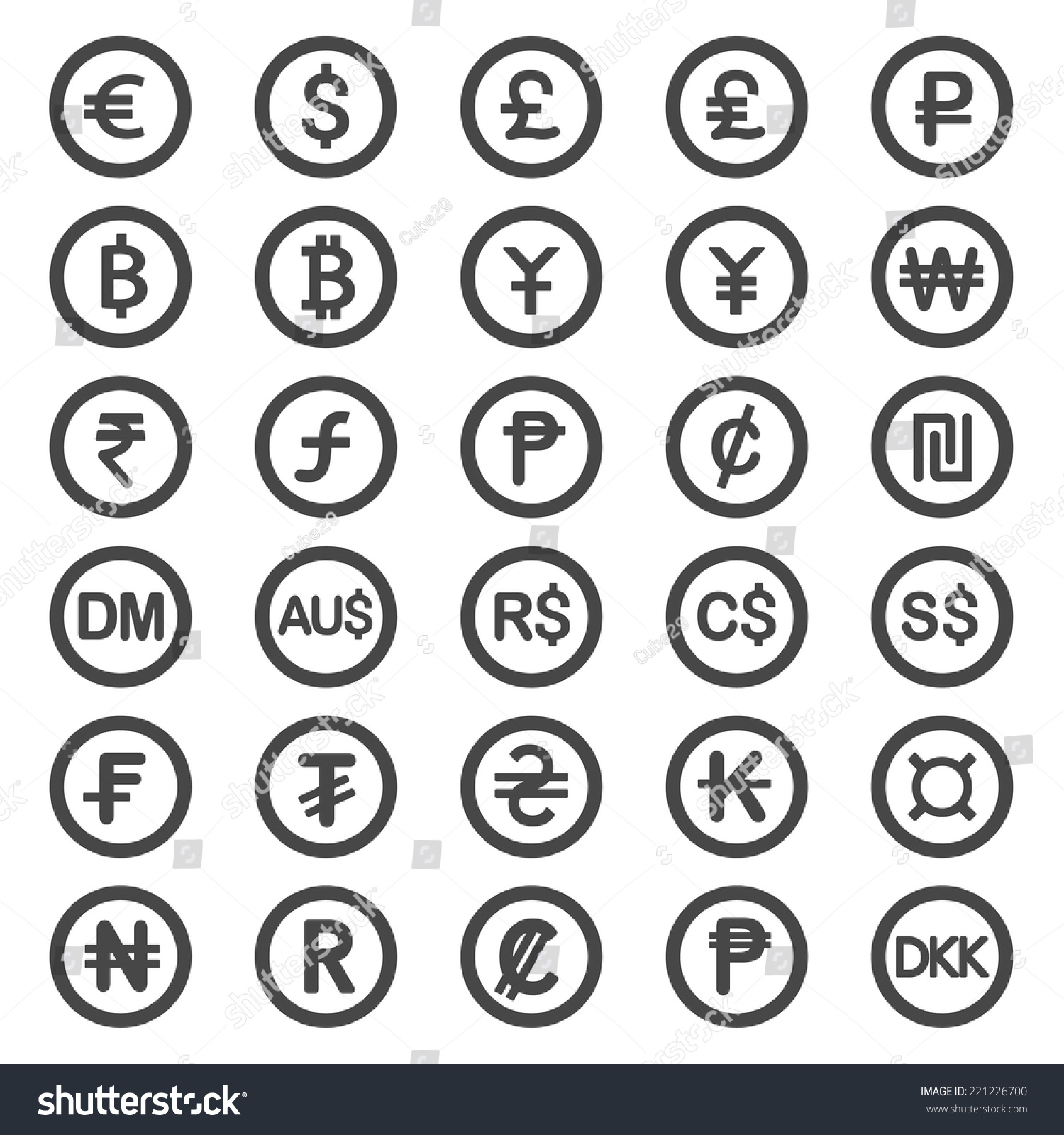 Currency Icons - Illustration - 221226700 : Shutterstock