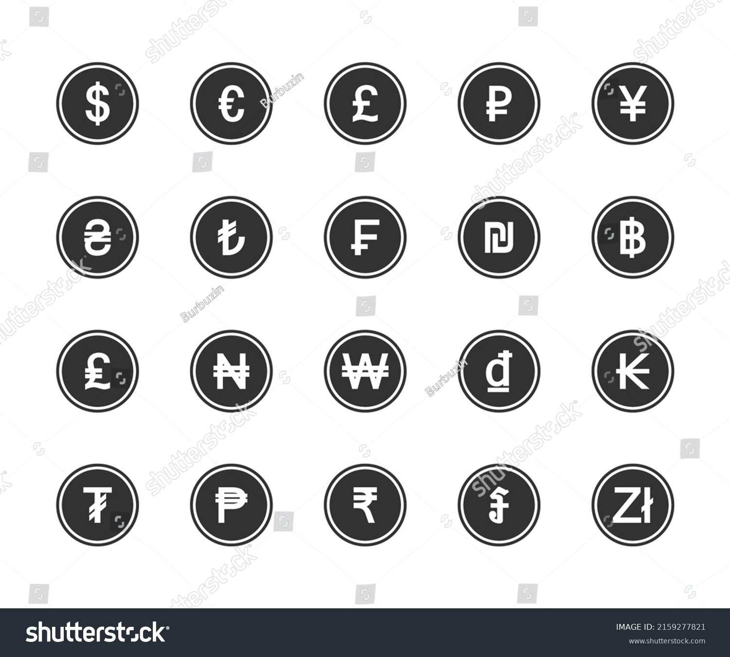 Currency Icons Set Most Used Currency Stock Vector (Royalty Free ...