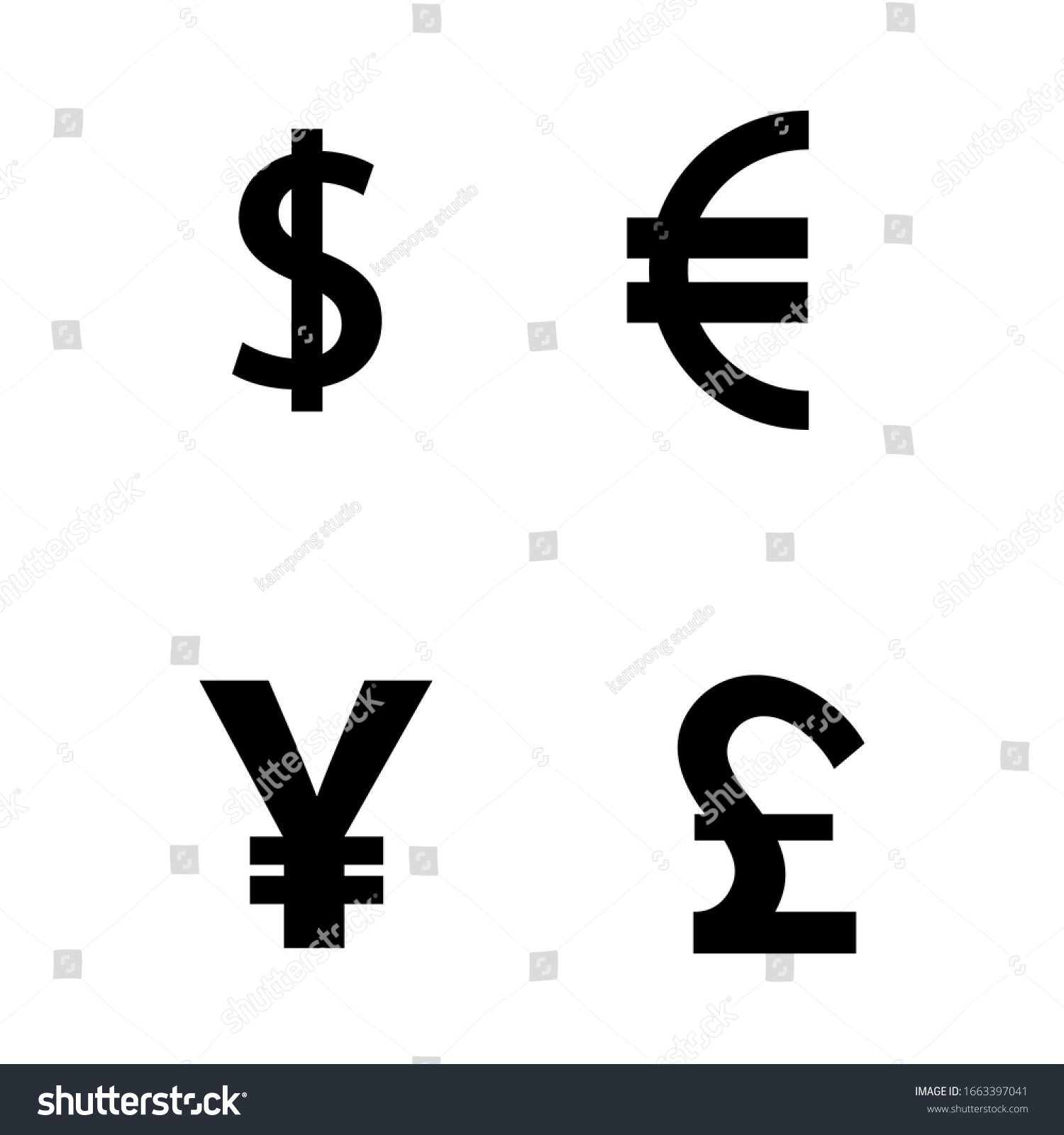 Currency Illustration Set Black Color Stock Vector (Royalty Free ...