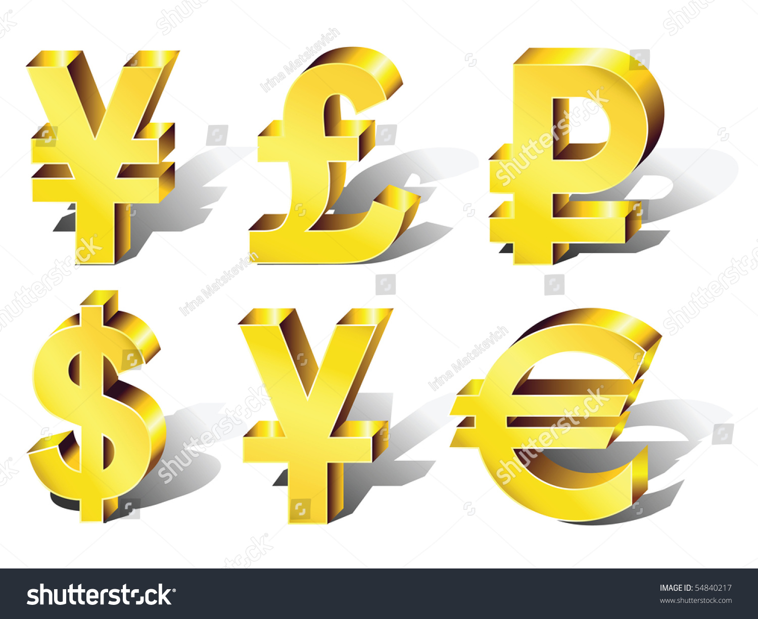 Currency Symbols Dollar Euro Pound Ruble Stock Vector 54840217 ...