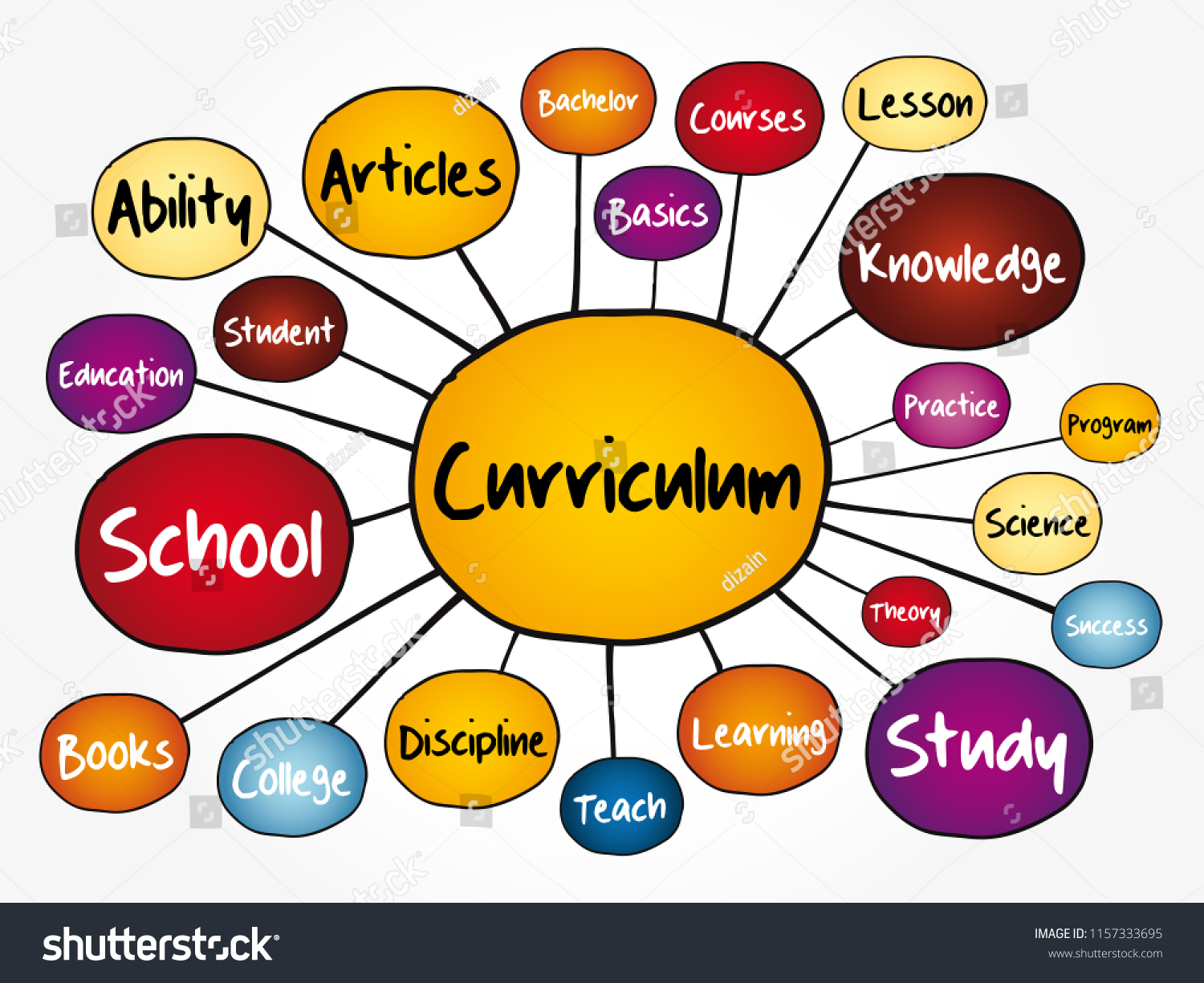 Curriculum Mind Map Flowchart Education Concept Image Vectorielle De