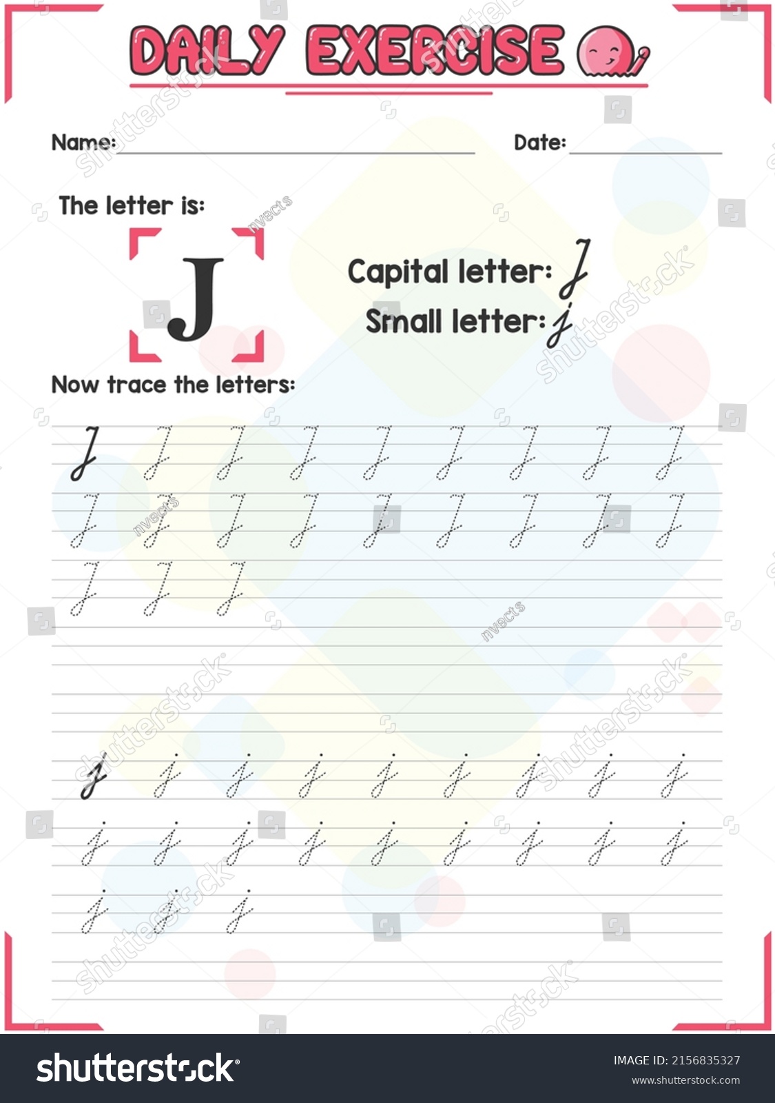 Cursive Alphabet Letter Tracing Practice Handwriting Stock Vector ...