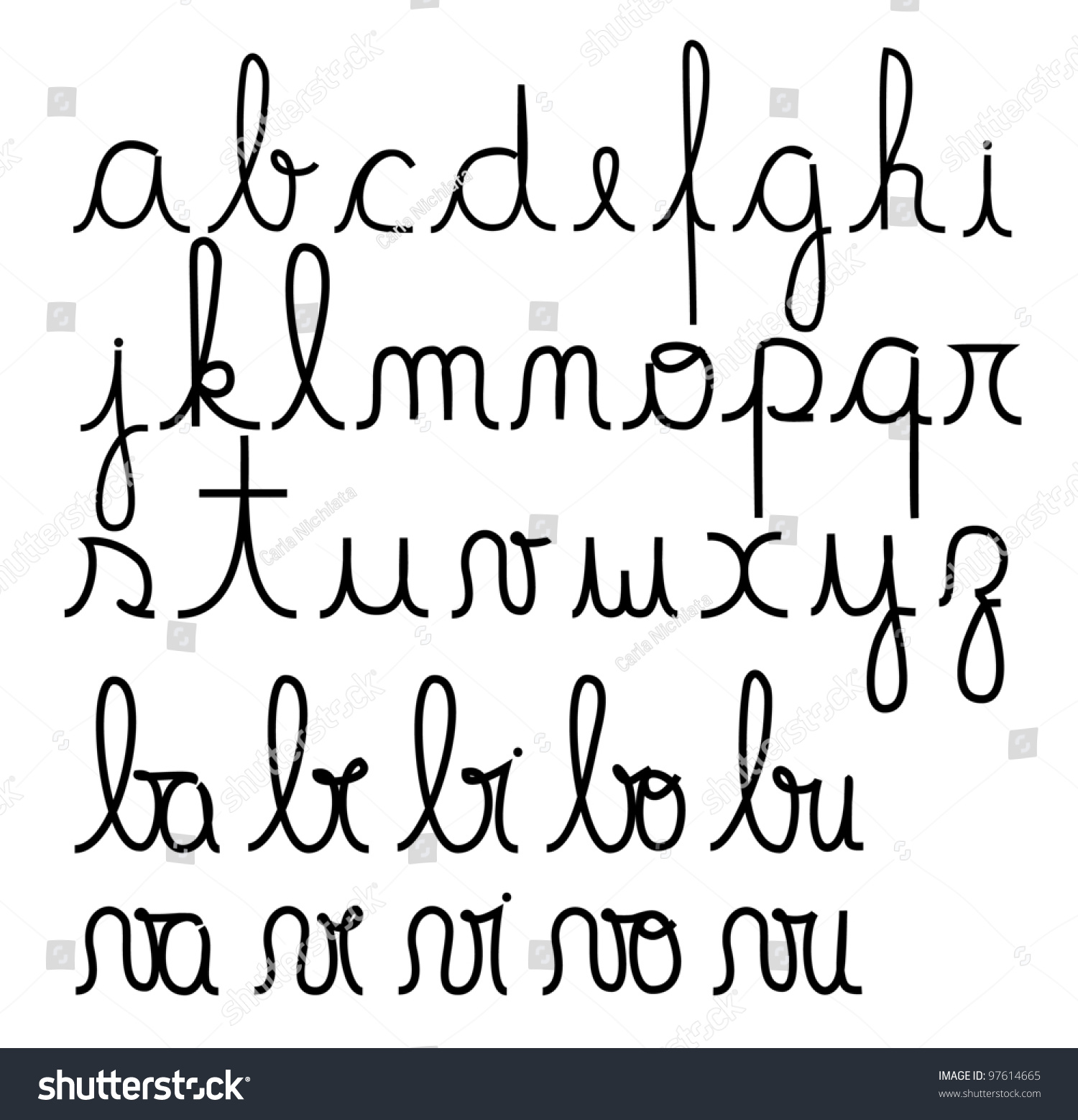 Cursive Alphabet Vector Stock Vector 97614665 - Shutterstock