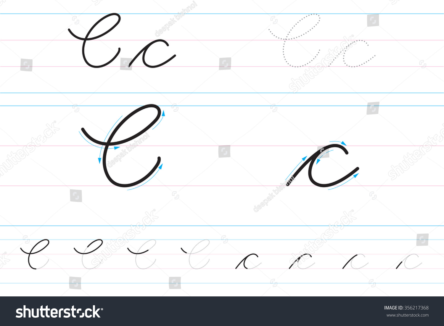 Cursive Letters Learning Write Cc Stock Vector (Royalty Free