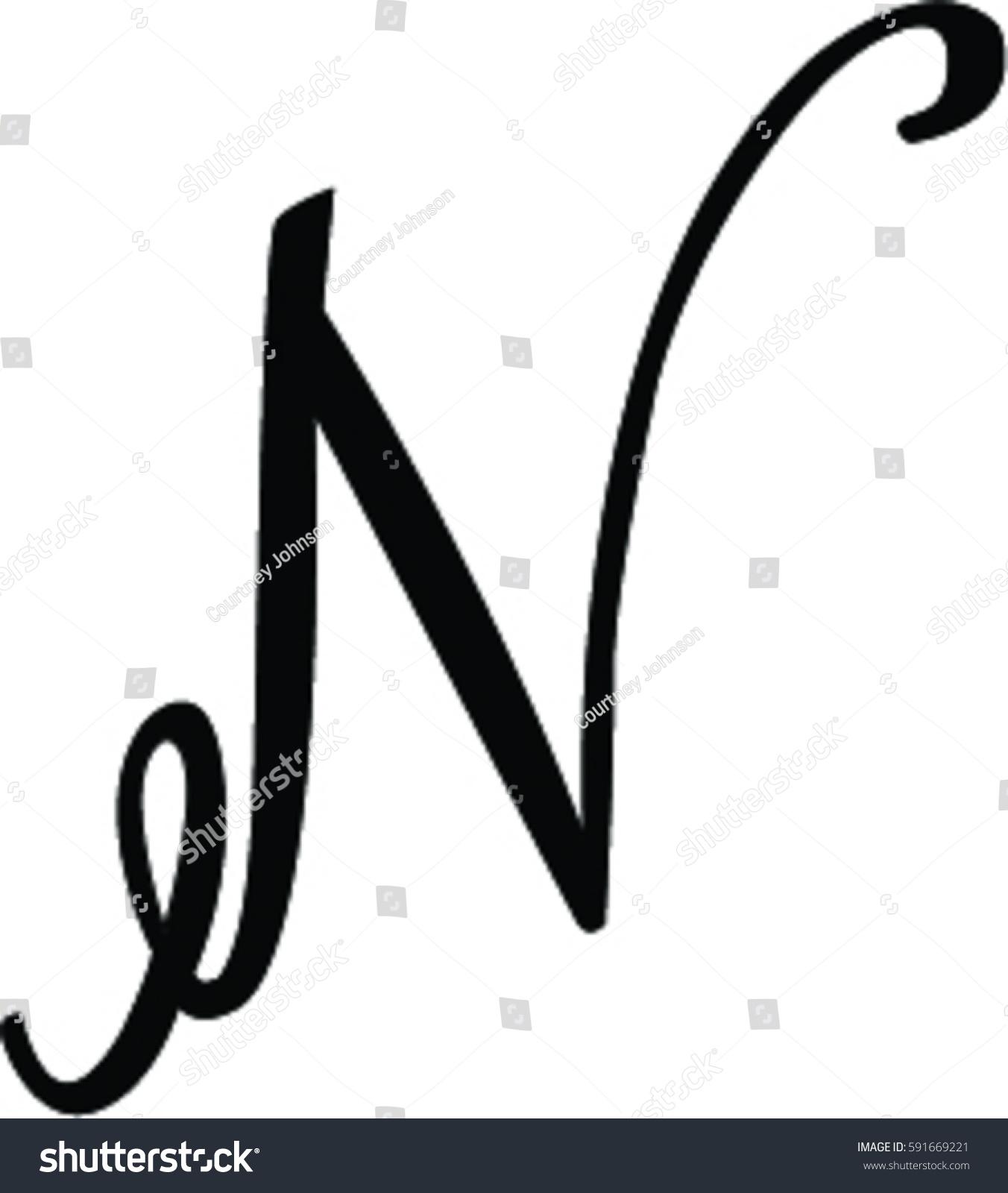 cursive n stock vector