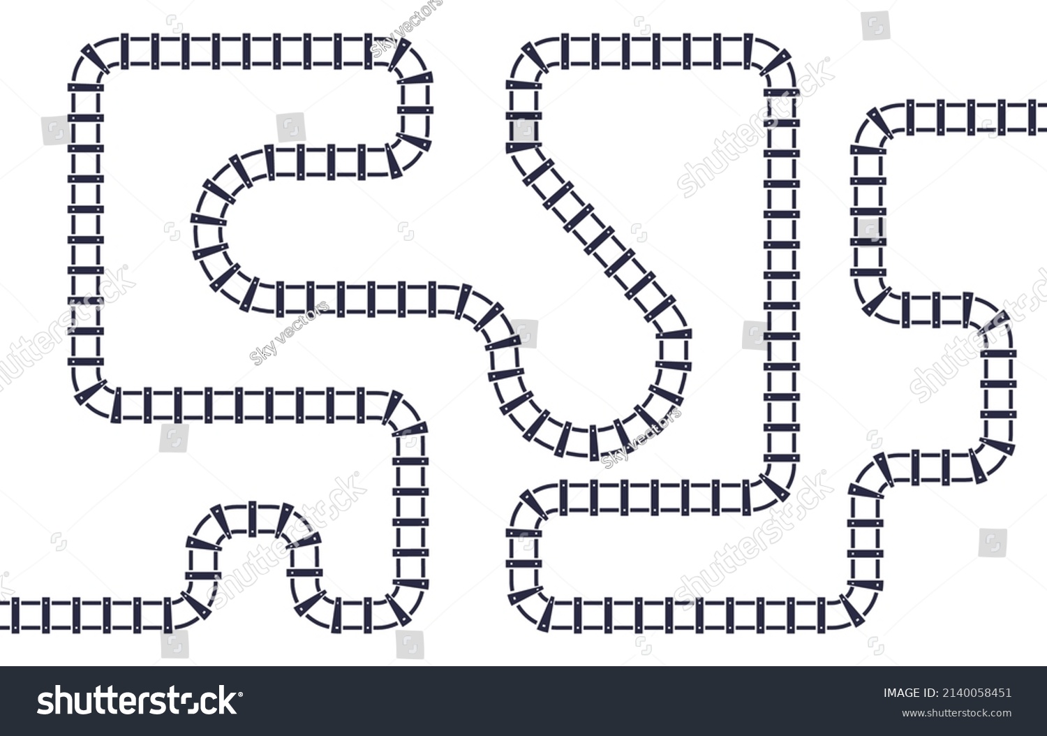 Curved Railroad Tracks Isolated On White Stock Vector (Royalty Free ...